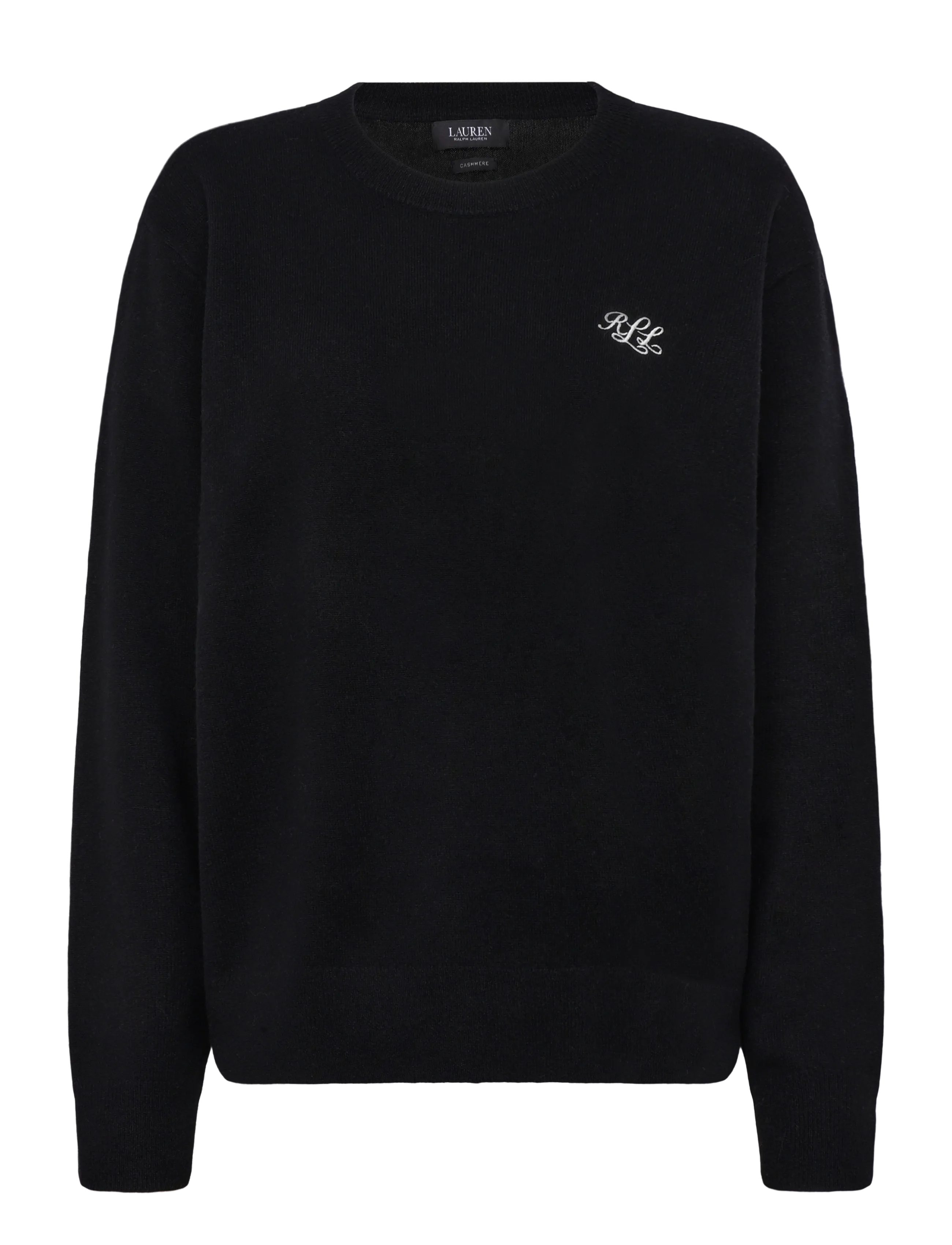 Lauren Ralph Lauren Embroidered Cashmere Crewneck Sweater - Pullover - BLACK / black