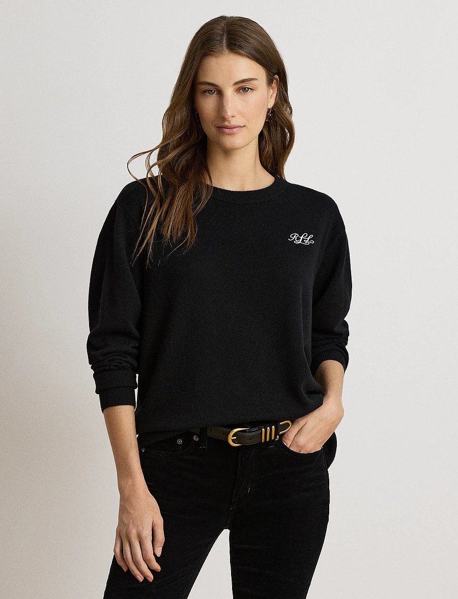 Lauren Ralph Lauren - Embroidered Cashmere Crewneck Sweater - cashmere - black - 0