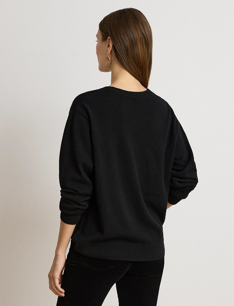 Lauren Ralph Lauren - Embroidered Cashmere Crewneck Sweater - cashmere - black - 2
