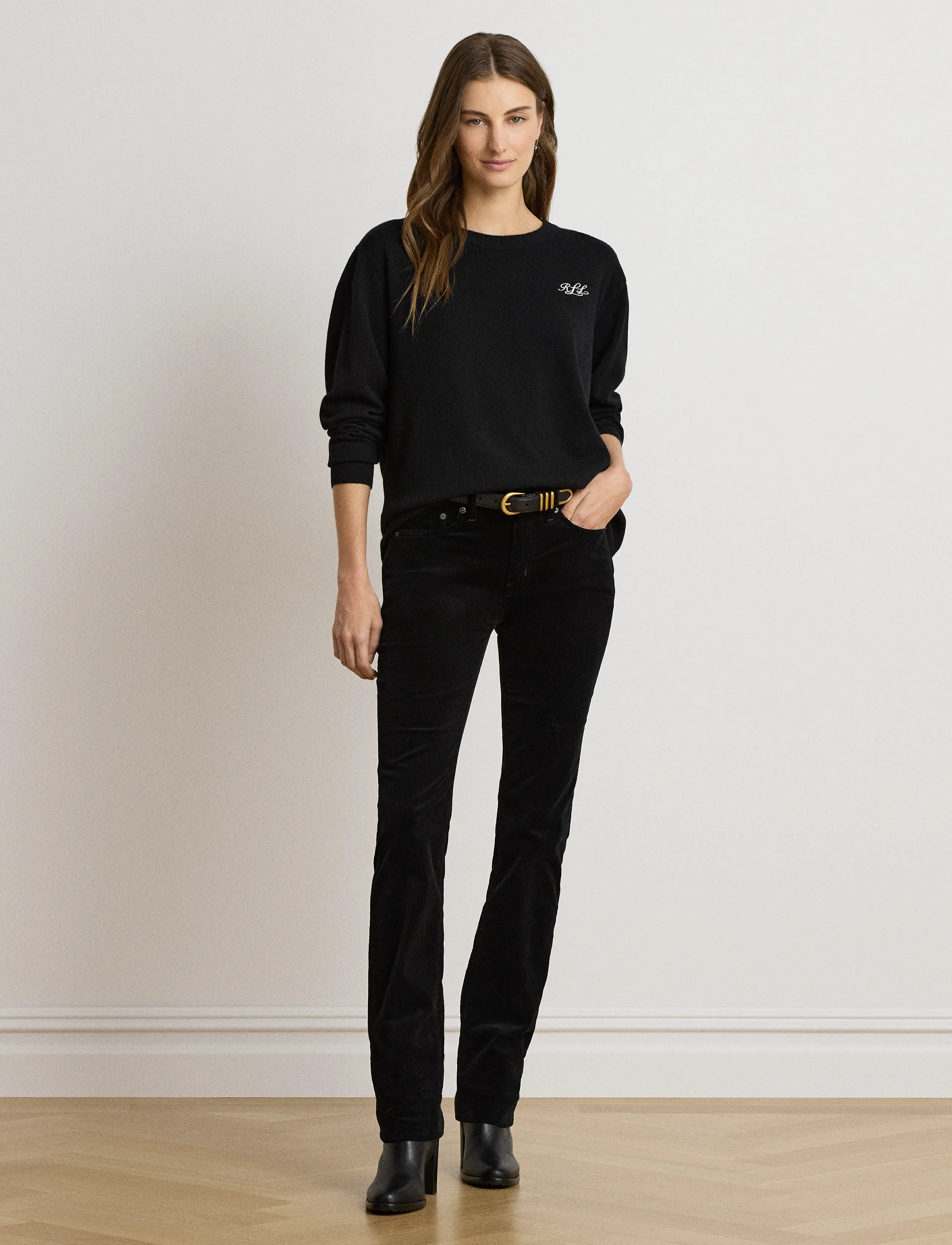 Lauren Ralph Lauren - Embroidered Cashmere Crewneck Sweater - cashmere - black - 3
