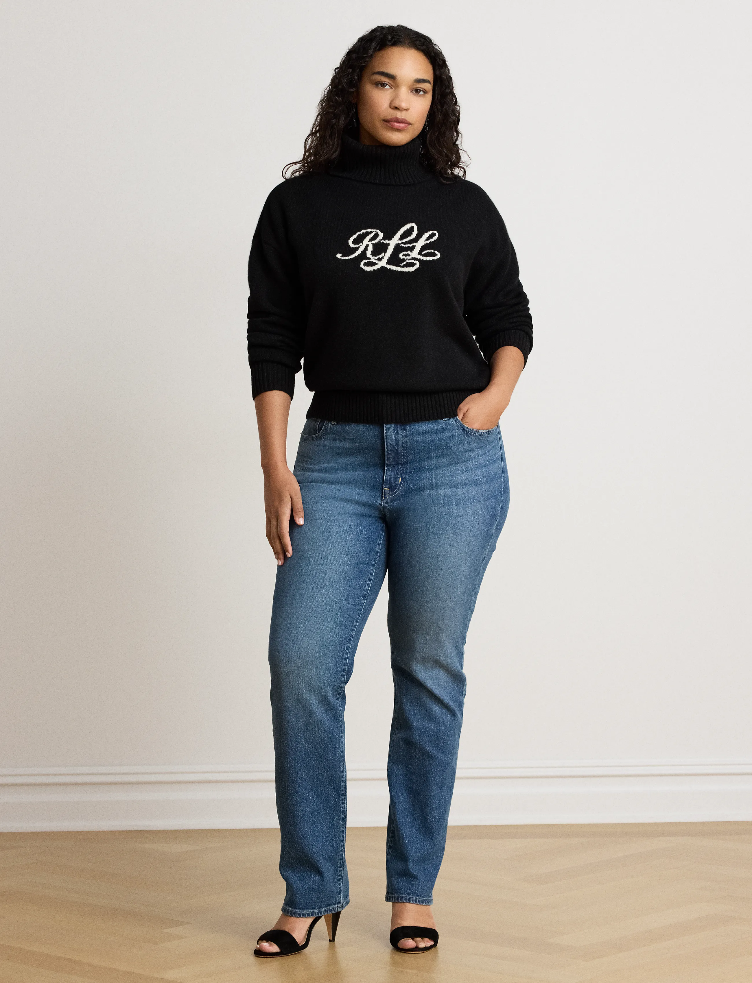 Lauren Ralph Lauren - Logo Cashmere Turtleneck Sweater - cashmere - black - 3