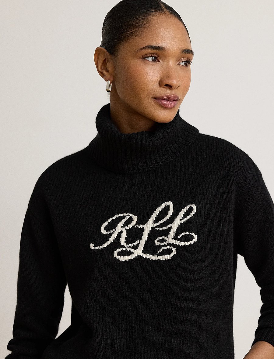 Lauren Ralph Lauren - Logo Cashmere Turtleneck Sweater - cashmere - black - 5
