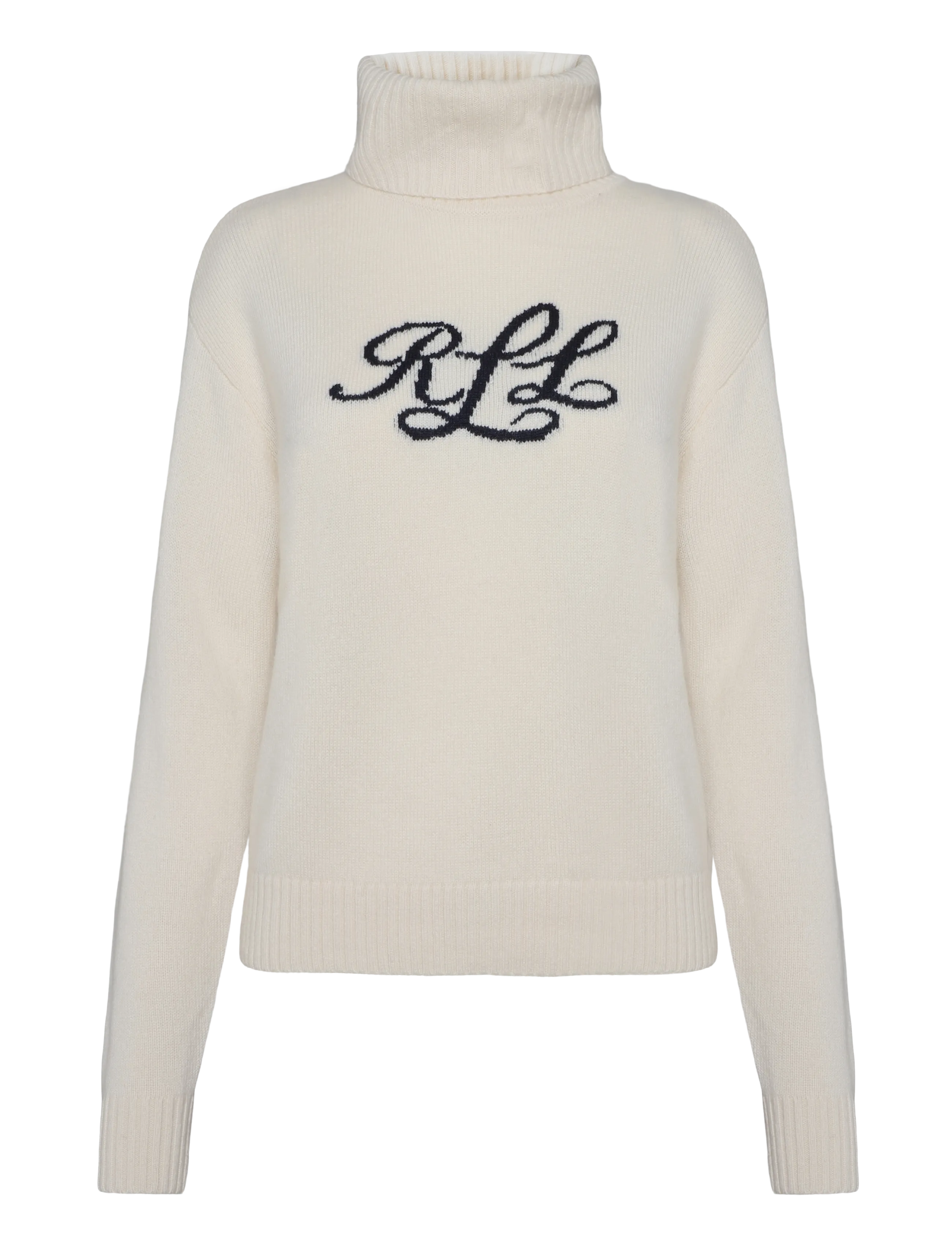 Lauren Ralph Lauren Logo Cashmere Turtleneck Sweater - Stickat - MASCARPONE CREAM / cream