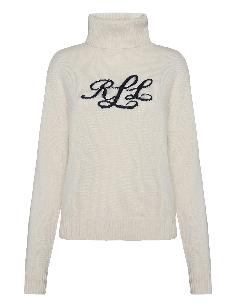 Lauren Ralph Lauren - Logo Cashmere Turtleneck Sweater - kašmirs - mascarpone cream - 0