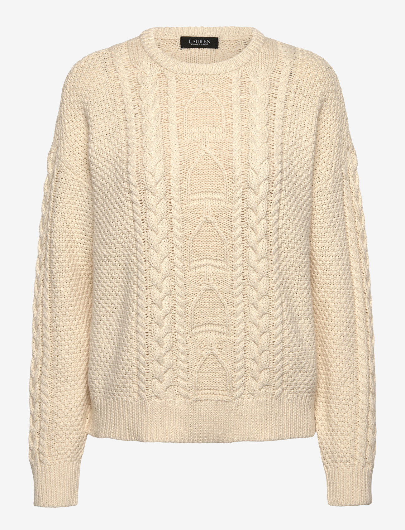 Lauren Ralph Lauren - Cable-Knit Cotton Crewneck Sweater - trøjer - mascarpone cream - 0