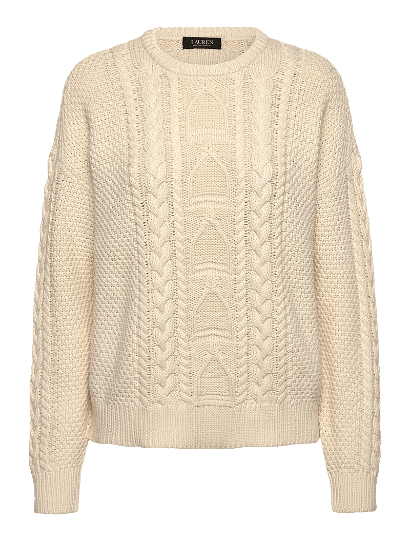 Lauren Ralph Lauren - Cable-Knit Cotton Crewneck Sweater - striktrøjer - mascarpone cream - 0