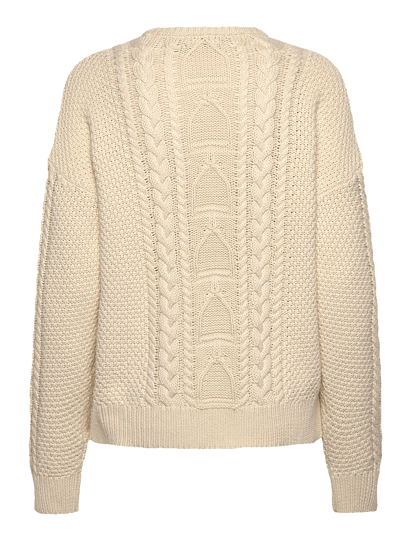 Lauren Ralph Lauren - Cable-Knit Cotton Crewneck Sweater - striktrøjer - mascarpone cream - 1