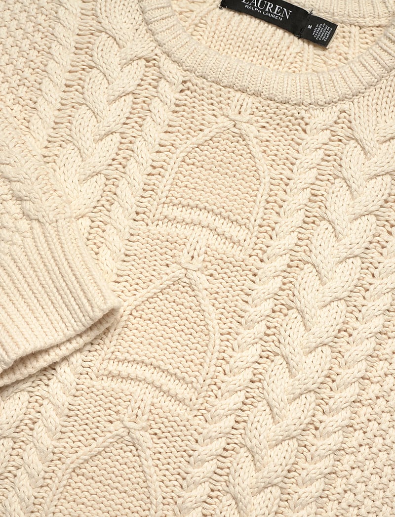 Lauren Ralph Lauren - Cable-Knit Cotton Crewneck Sweater - striktrøjer - mascarpone cream - 2