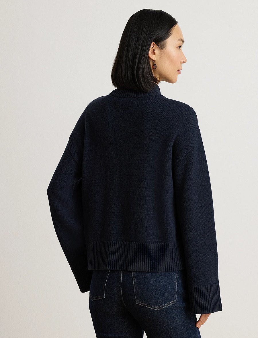Lauren Ralph Lauren - Wool-Blend Mockneck Sweater - stickade tröjor - lauren navy - 3