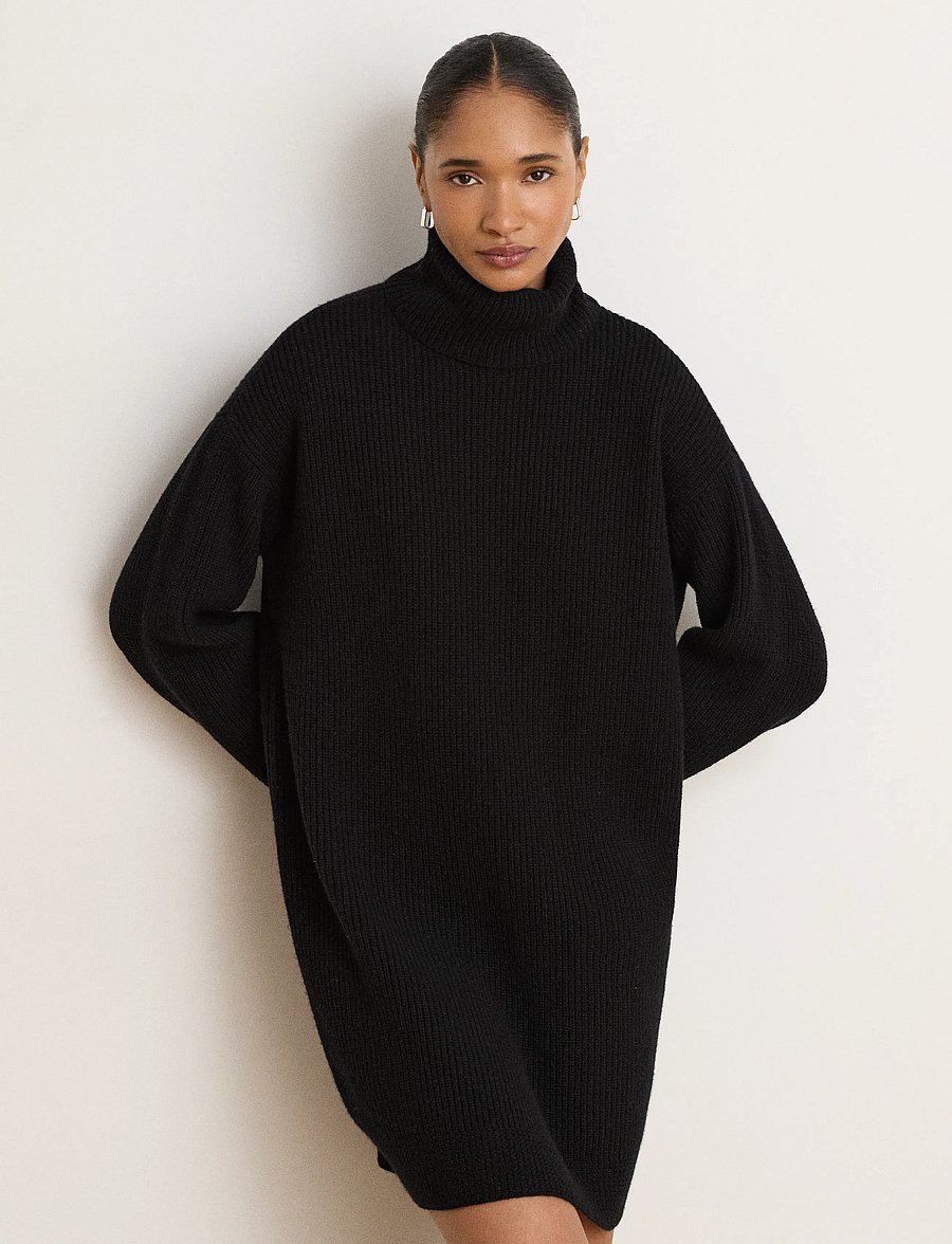 Lauren Ralph Lauren - WOOL CASHMERE-LS DRESS - kaschmir - black - 3