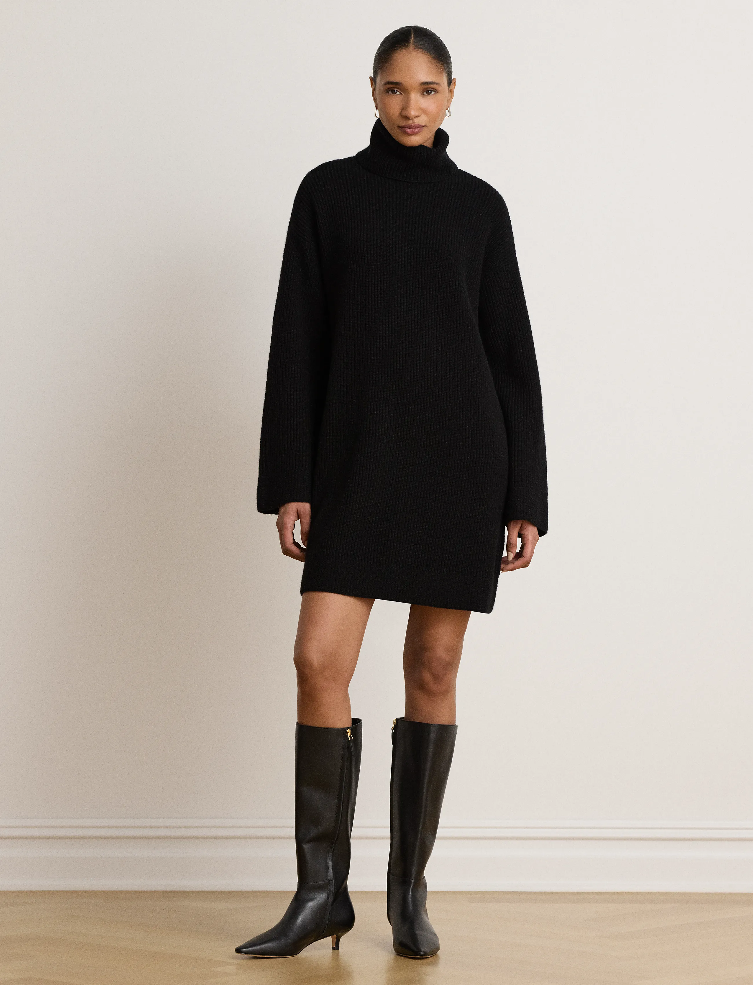 Lauren Ralph Lauren - WOOL CASHMERE-LS DRESS - kashmir - black - 4