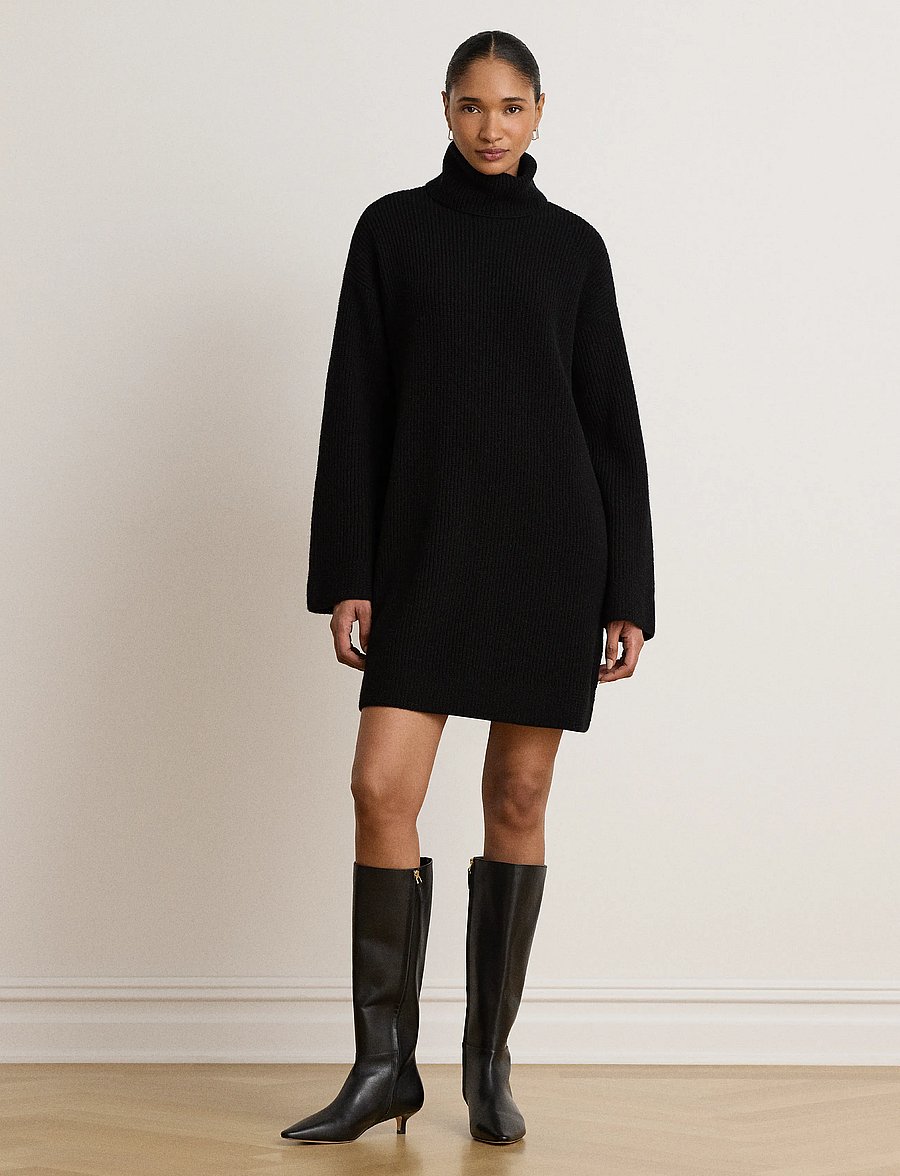 Lauren Ralph Lauren - WOOL CASHMERE-LS DRESS - kaschmir - black - 4