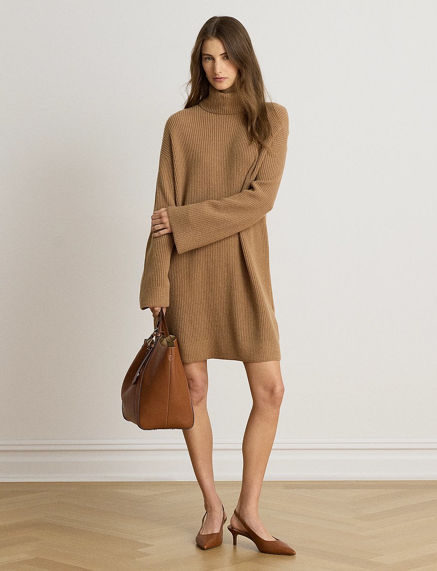 Lauren Ralph Lauren - WOOL CASHMERE-LS DRESS - lauren camel - 0