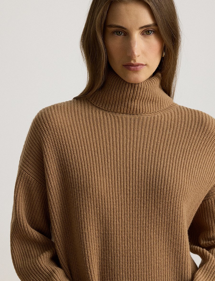 Lauren Ralph Lauren - WOOL CASHMERE-LS DRESS - lauren camel - 4