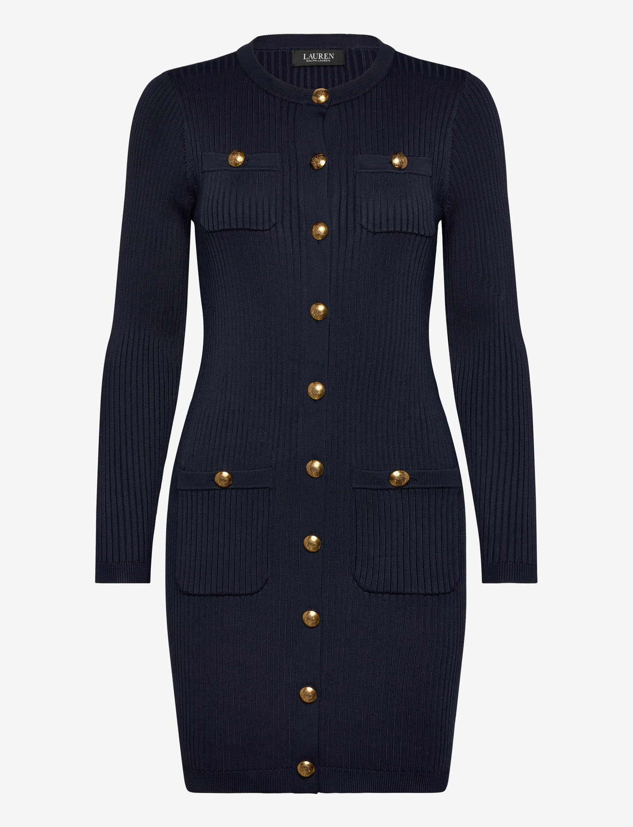 Lauren Ralph Lauren - Button-Trim Rib-Knit Sweater Dress - kootud kleidid - lauren navy - 0