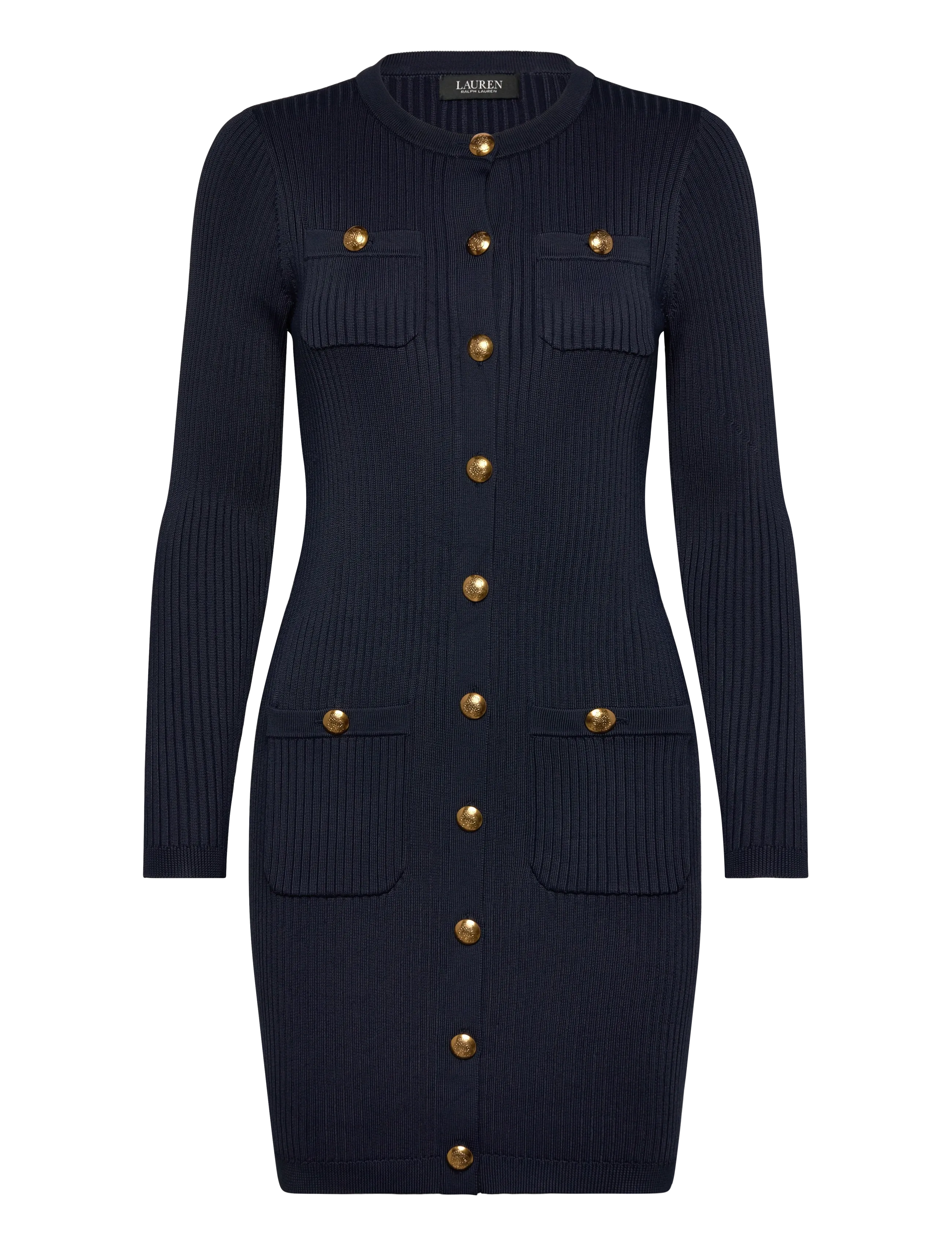 Lauren Ralph Lauren Button-Trim Rib-Knit Sweater Dress - Kleidung - LAUREN NAVY / navy