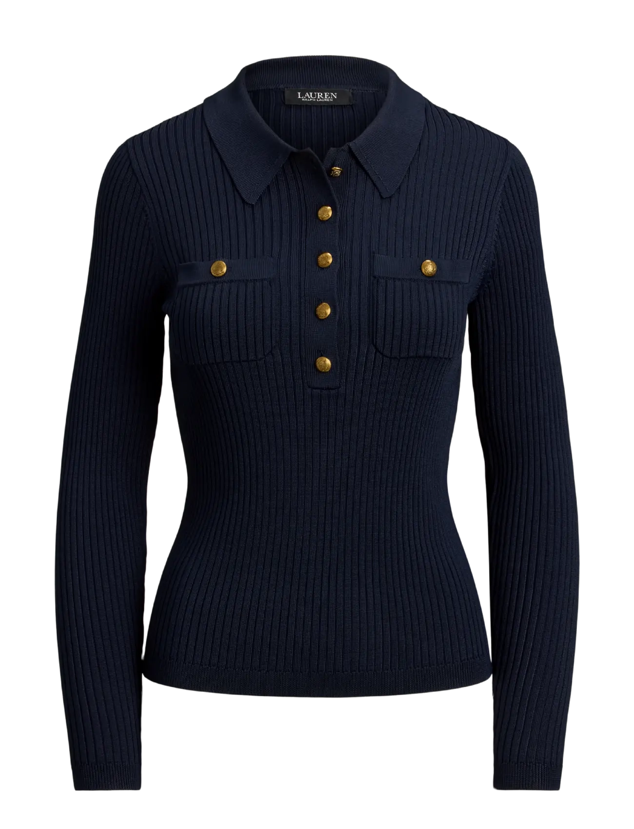 Lauren Ralph Lauren MATTE RAYON NYLON-LS SWEATER - Tøj - LAUREN NAVY / navy
