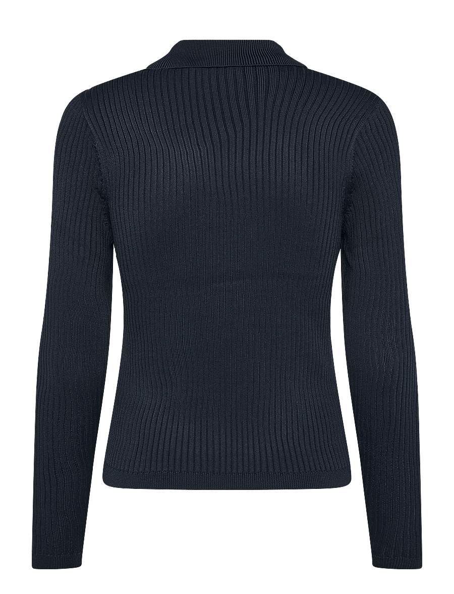Lauren Ralph Lauren - Rib-Knit Long-Sleeve Polo Sweater - langärmlige tops - lauren navy - 1