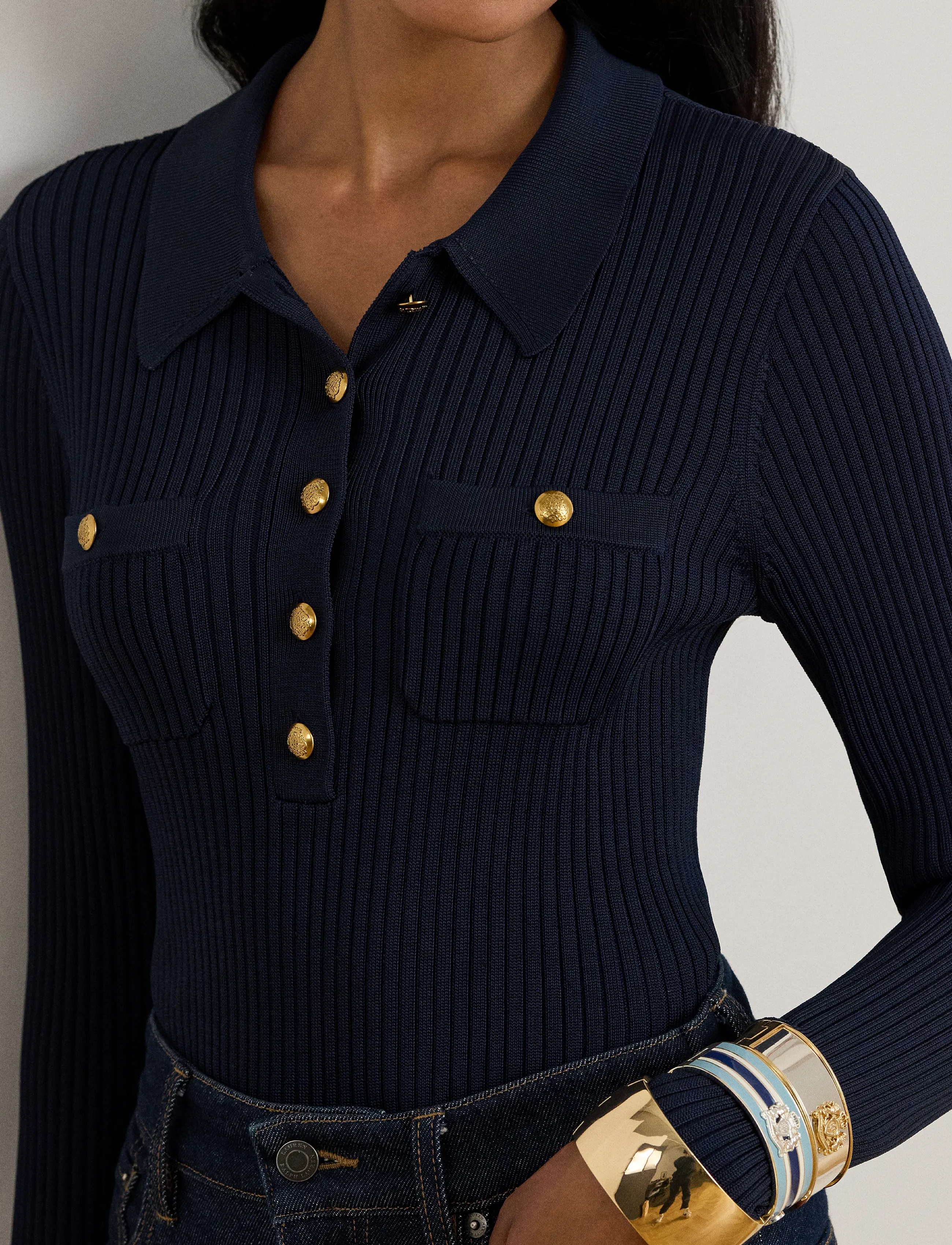 Lauren Ralph Lauren - MATTE RAYON NYLON-LS SWEATER - lauren navy - 3