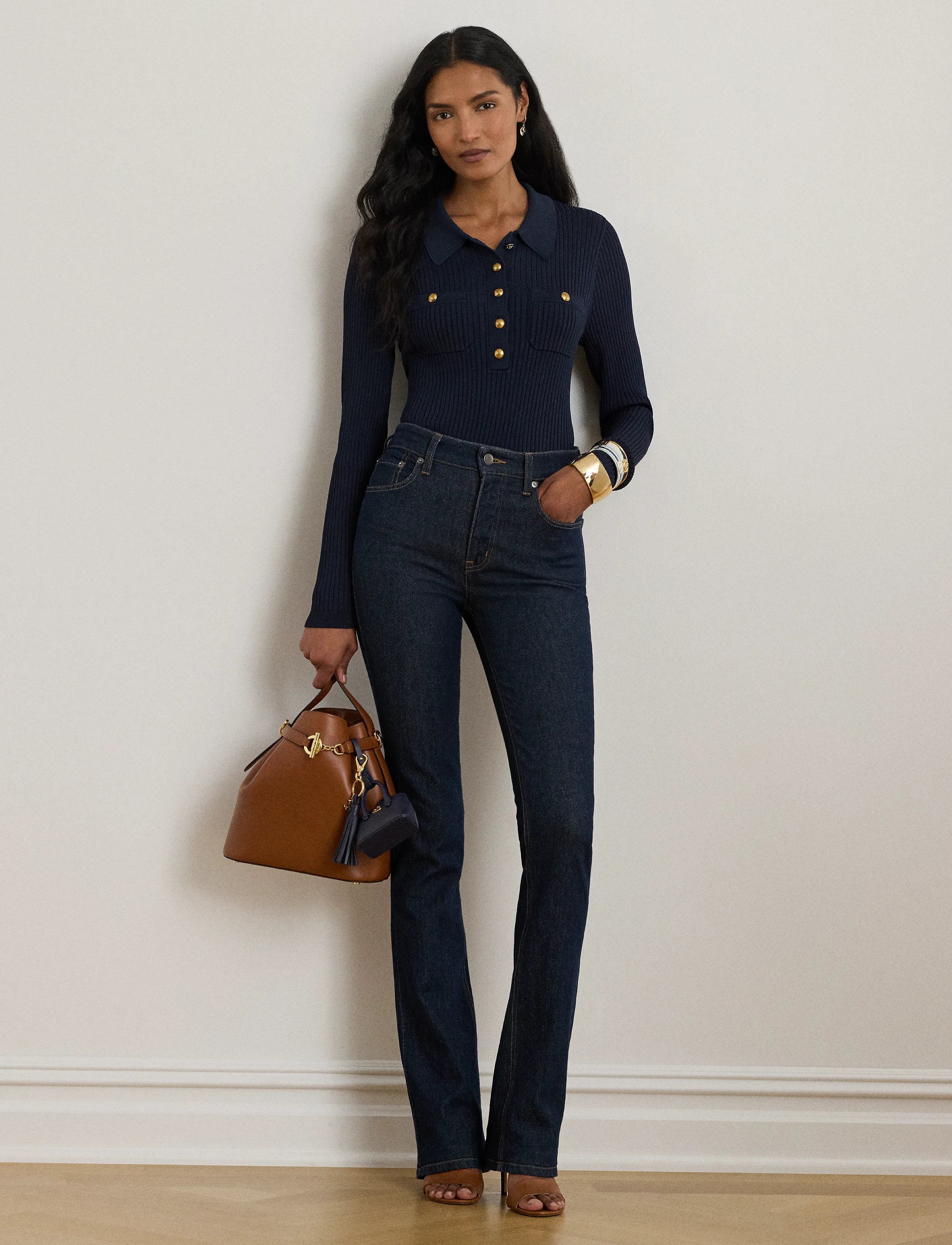 Lauren Ralph Lauren - MATTE RAYON NYLON-LS SWEATER - lauren navy - 4