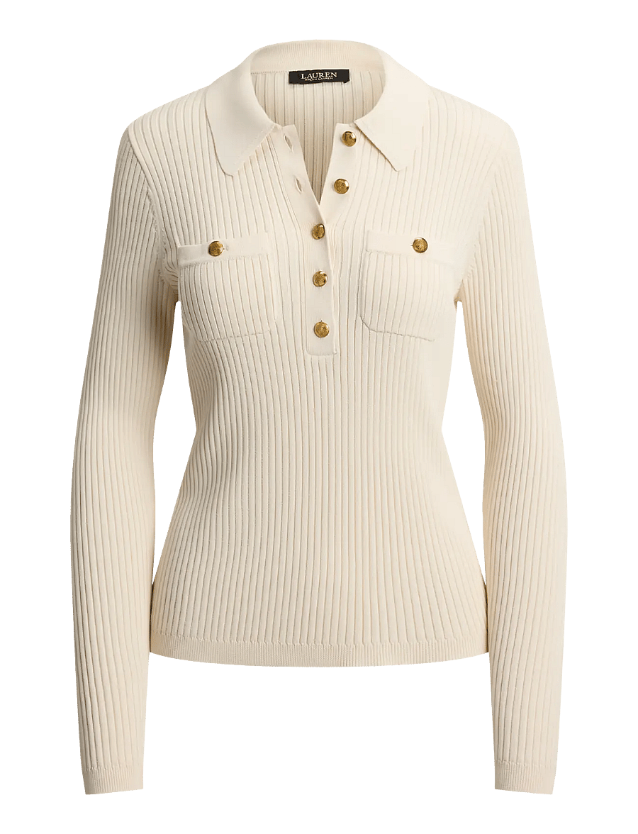 Lauren Ralph Lauren - MATTE RAYON NYLON-LS SWEATER - langærmede toppe - mascarpone cream - 1