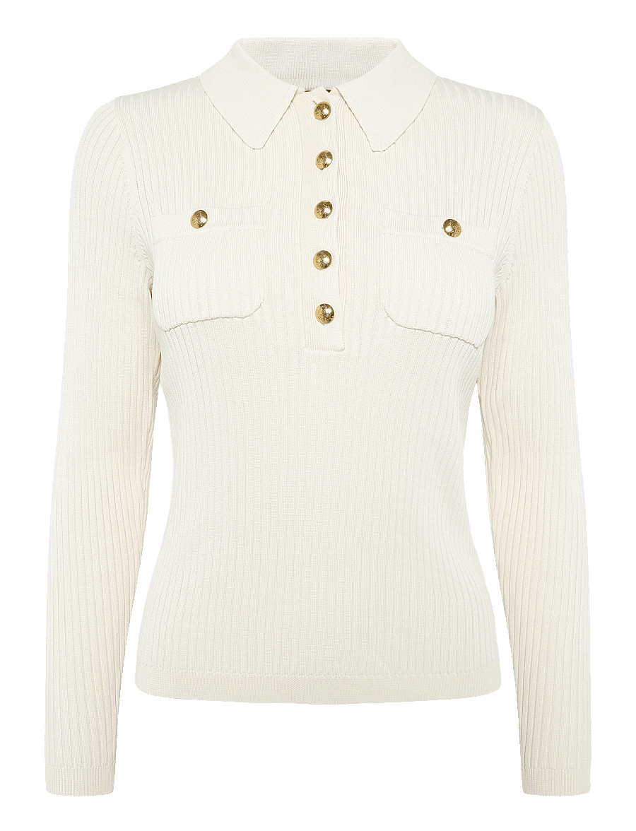 Lauren Ralph Lauren - MATTE RAYON NYLON-LS SWEATER - langærmede toppe - mascarpone cream - 1