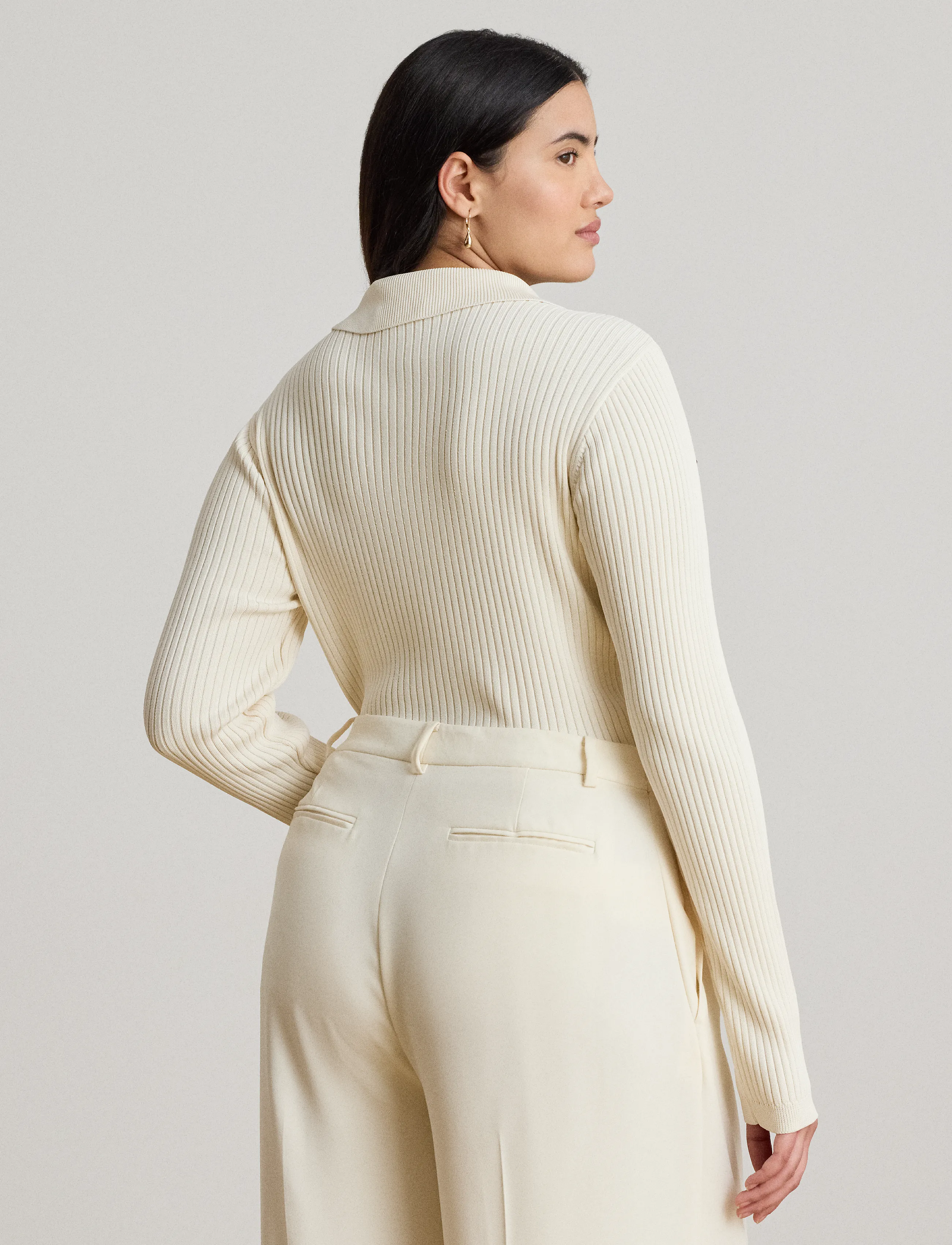 Lauren Ralph Lauren - MATTE RAYON NYLON-LS SWEATER - langærmede toppe - mascarpone cream - 2