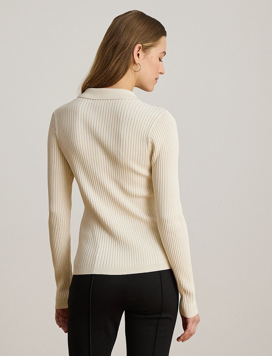 Lauren Ralph Lauren - MATTE RAYON NYLON-LS SWEATER - langærmede toppe - mascarpone cream - 4