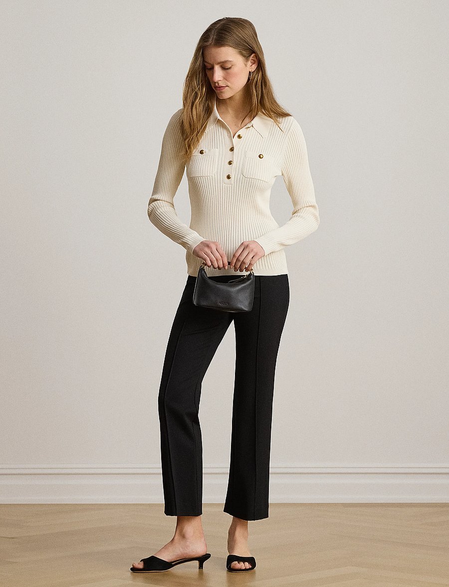 Lauren Ralph Lauren - MATTE RAYON NYLON-LS SWEATER - langærmede toppe - mascarpone cream - 5