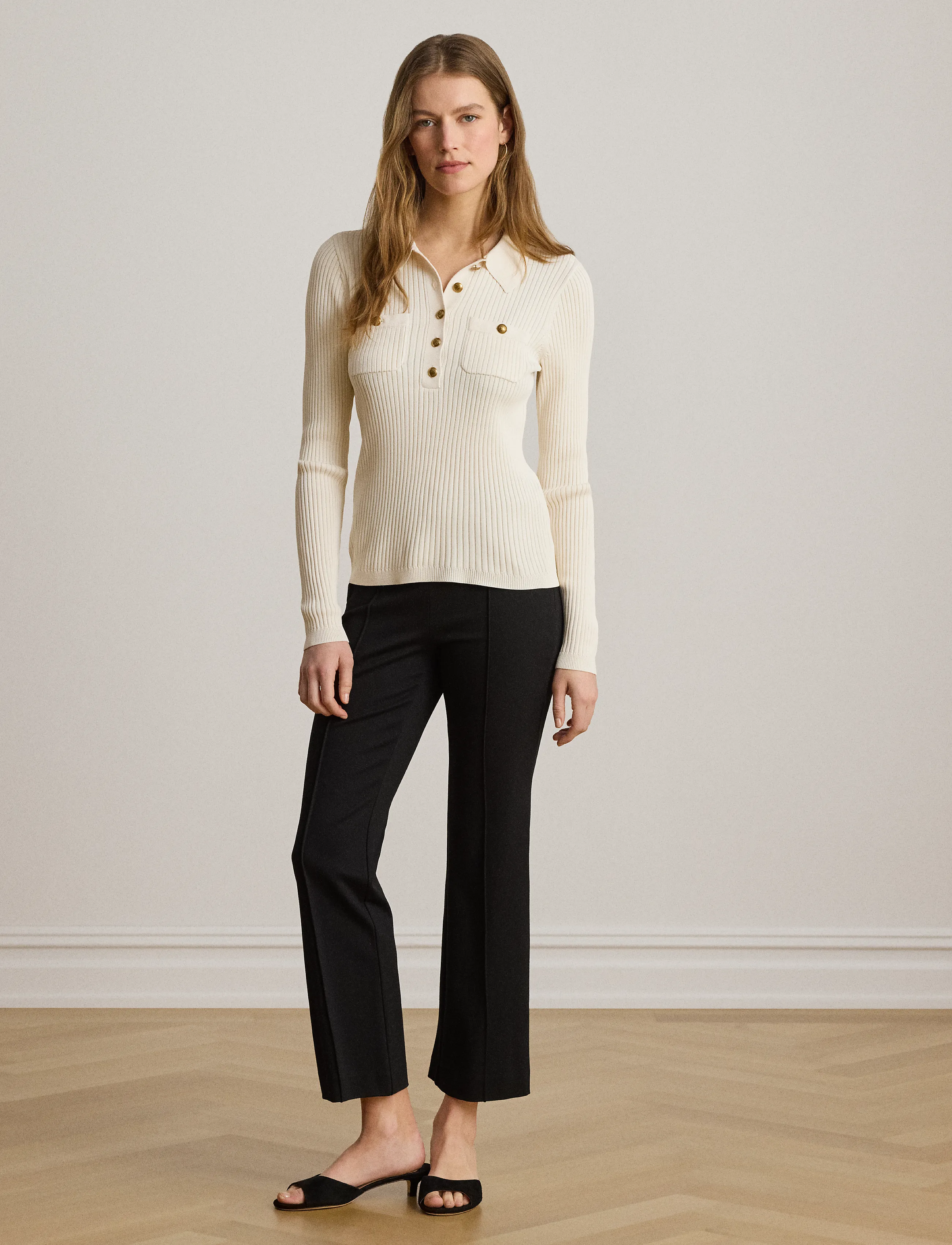 Lauren Ralph Lauren Rib-Knit Long-Sleeve Polo Sweater stickade tröjor dam – bild 7