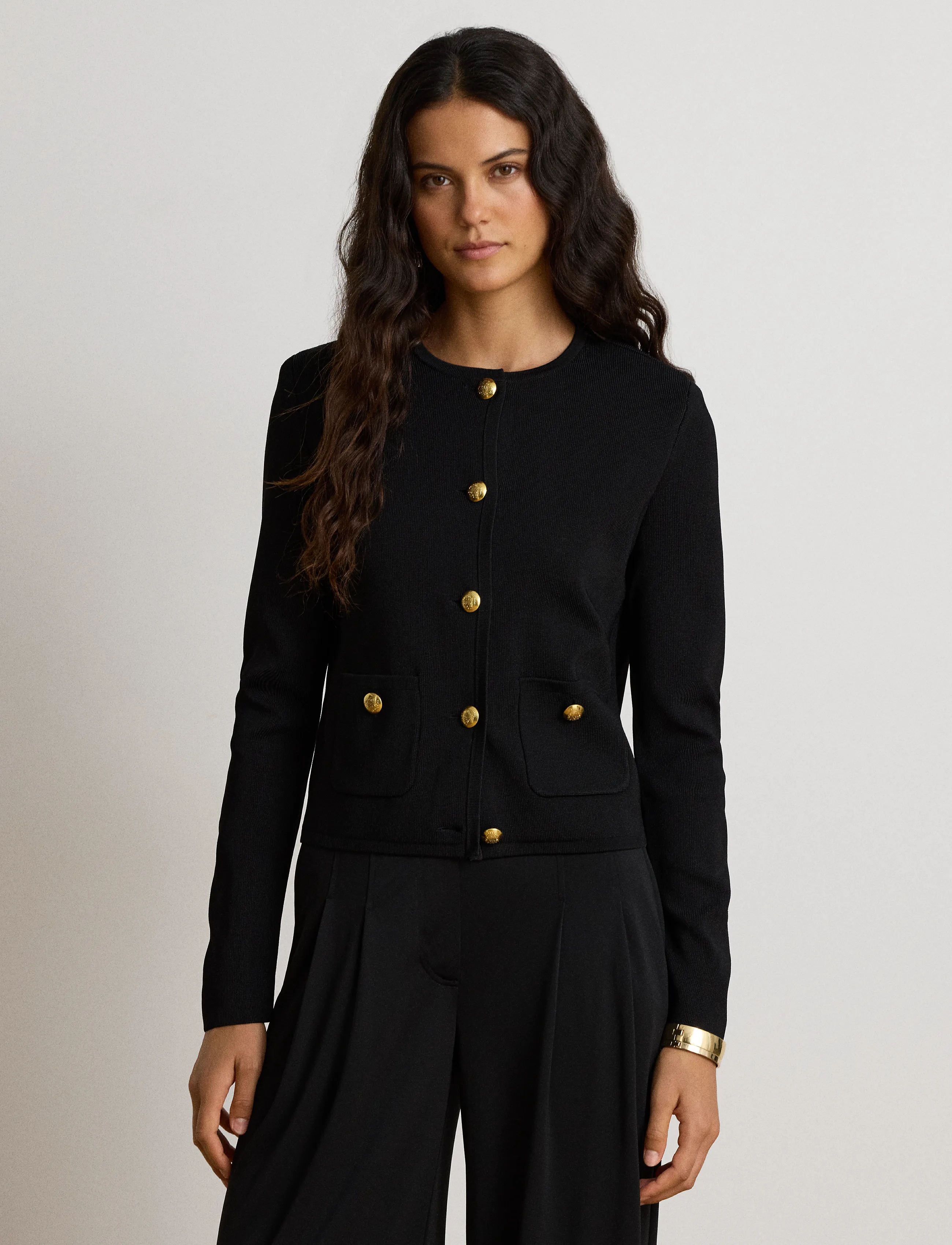 Lauren Ralph Lauren Cropped Crewneck Sweater Jacket - Jacken & Mäntel - BLACK / black