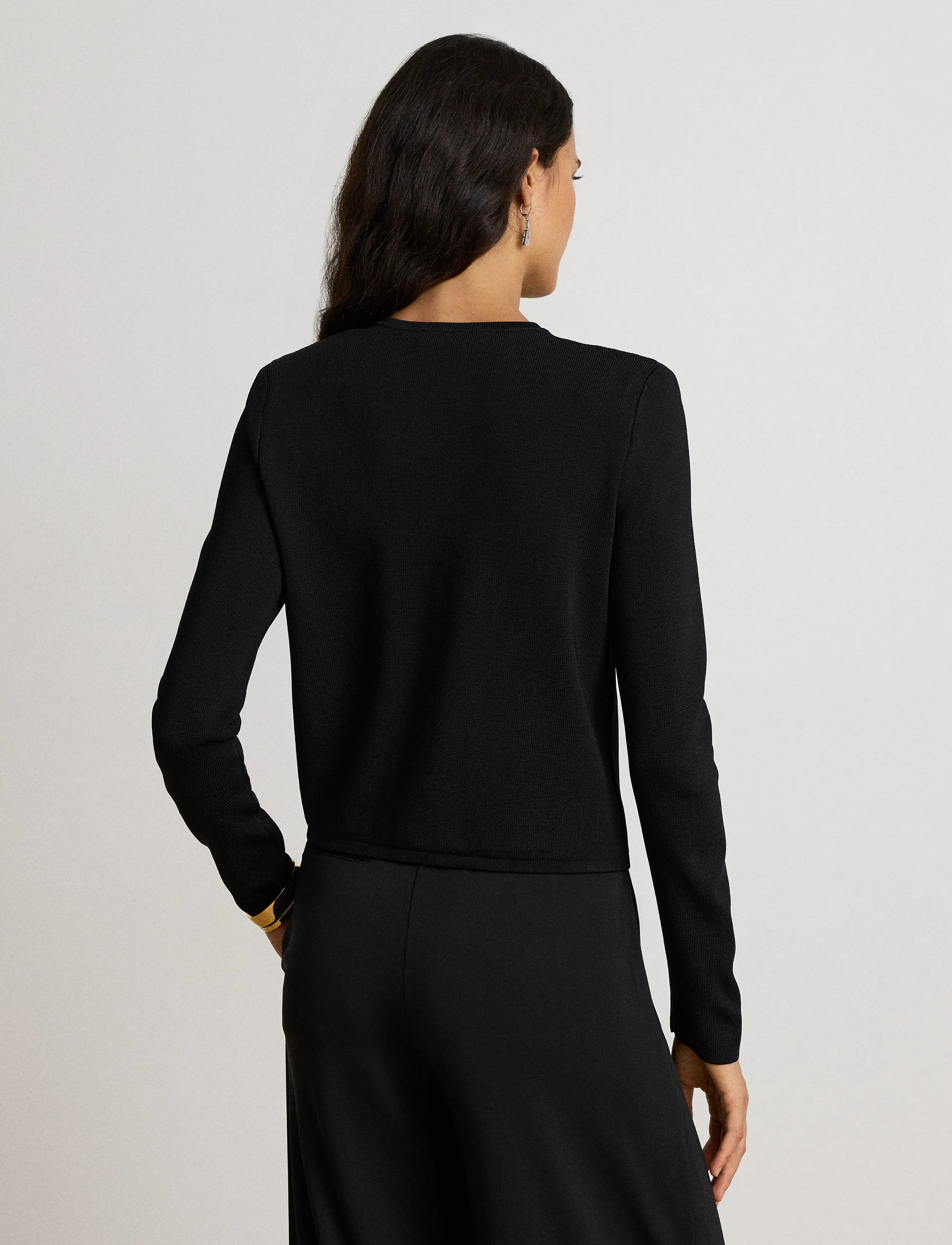 Lauren Ralph Lauren - Cropped Crewneck Sweater Jacket - black - 3