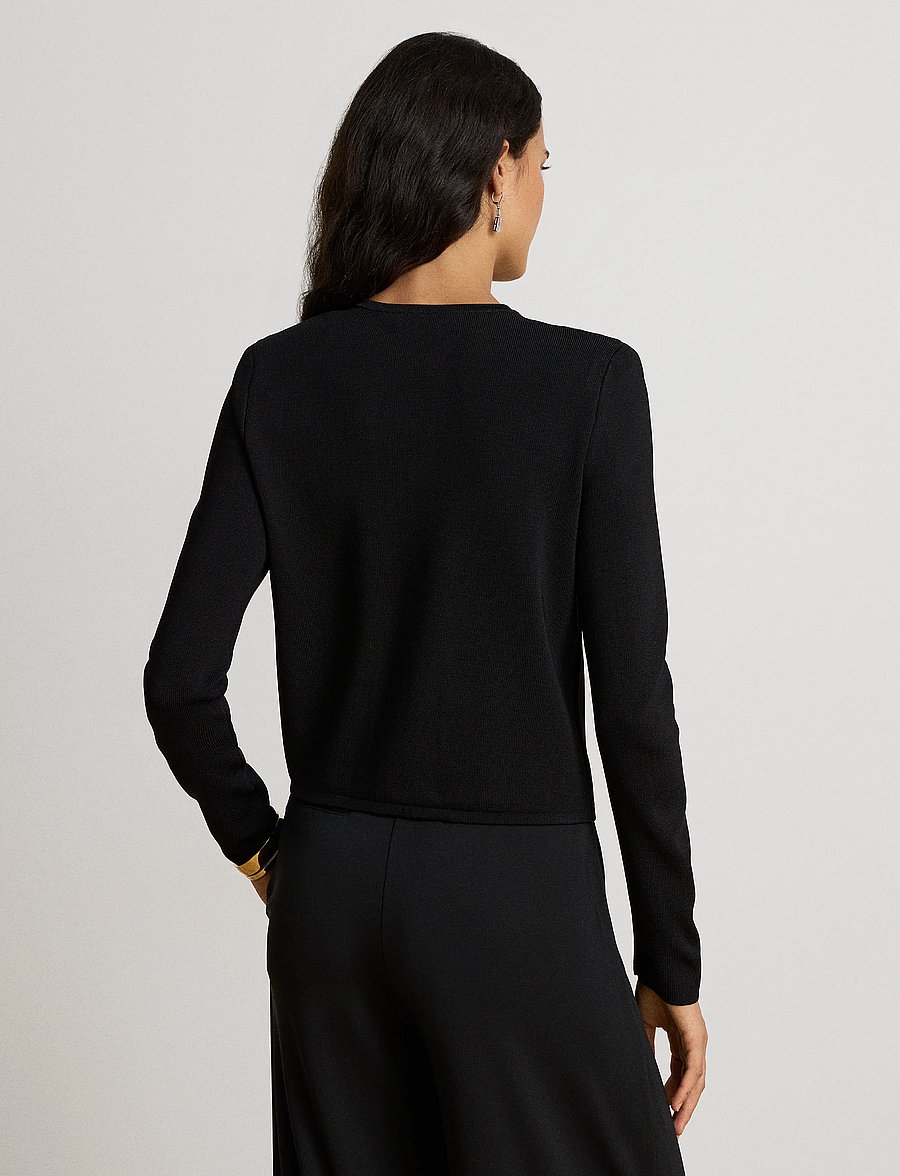 Lauren Ralph Lauren - Cropped Crewneck Sweater Jacket - black - 3