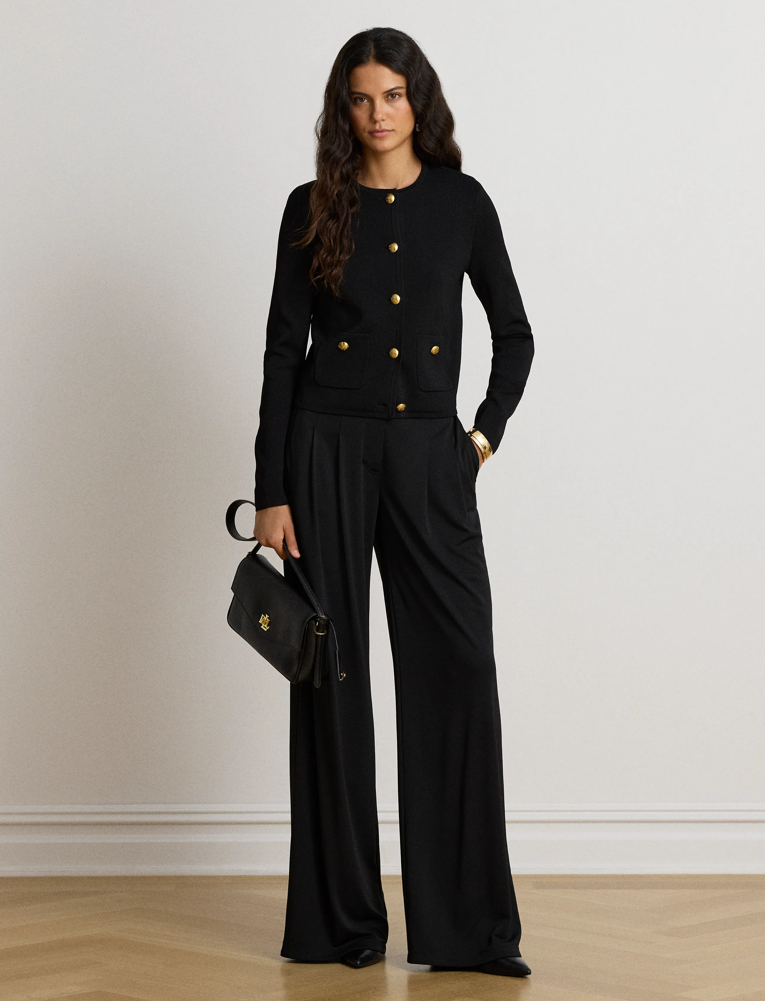 Lauren Ralph Lauren - Cropped Crewneck Sweater Jacket - black - 4