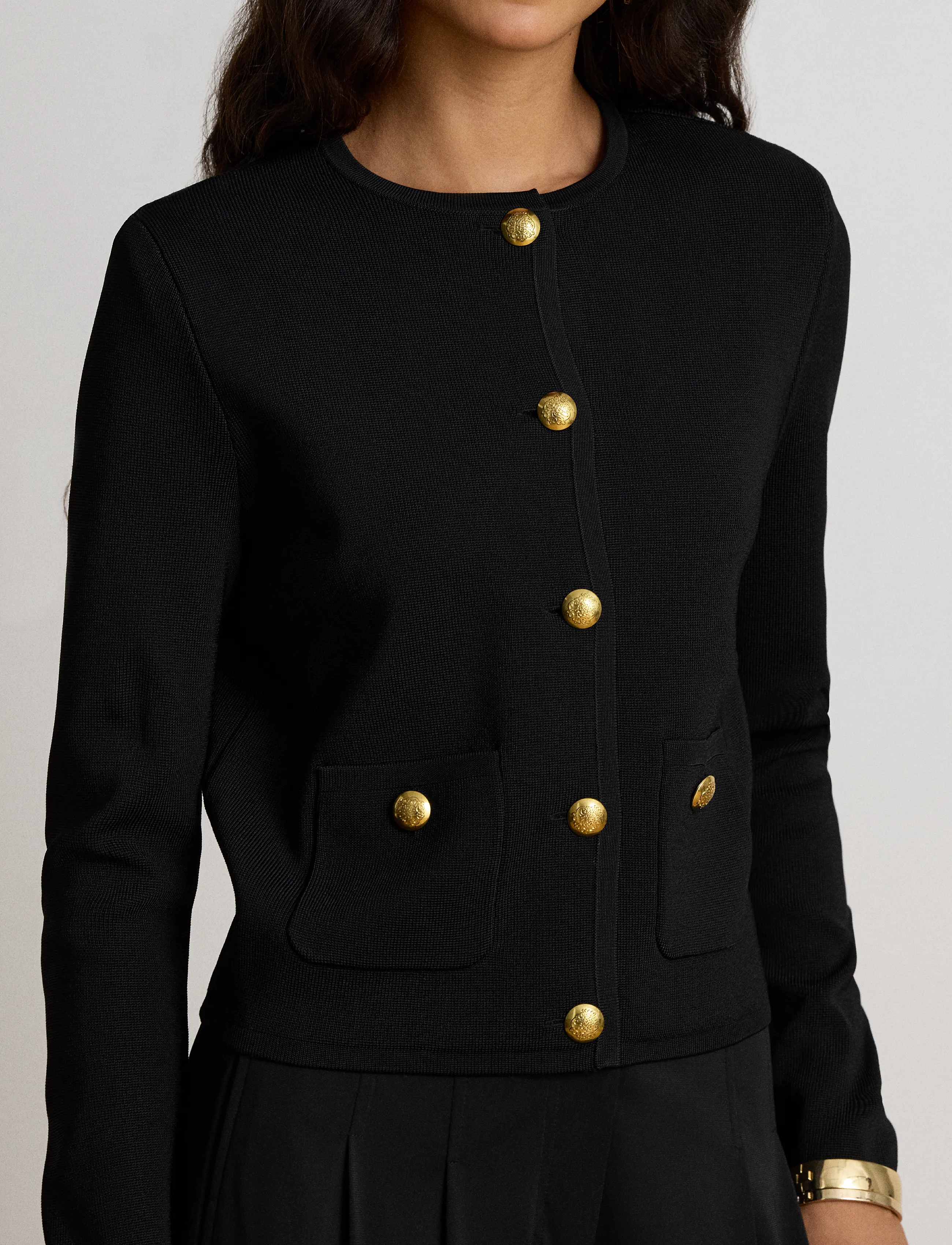 Lauren Ralph Lauren - Cropped Crewneck Sweater Jacket - black - 5