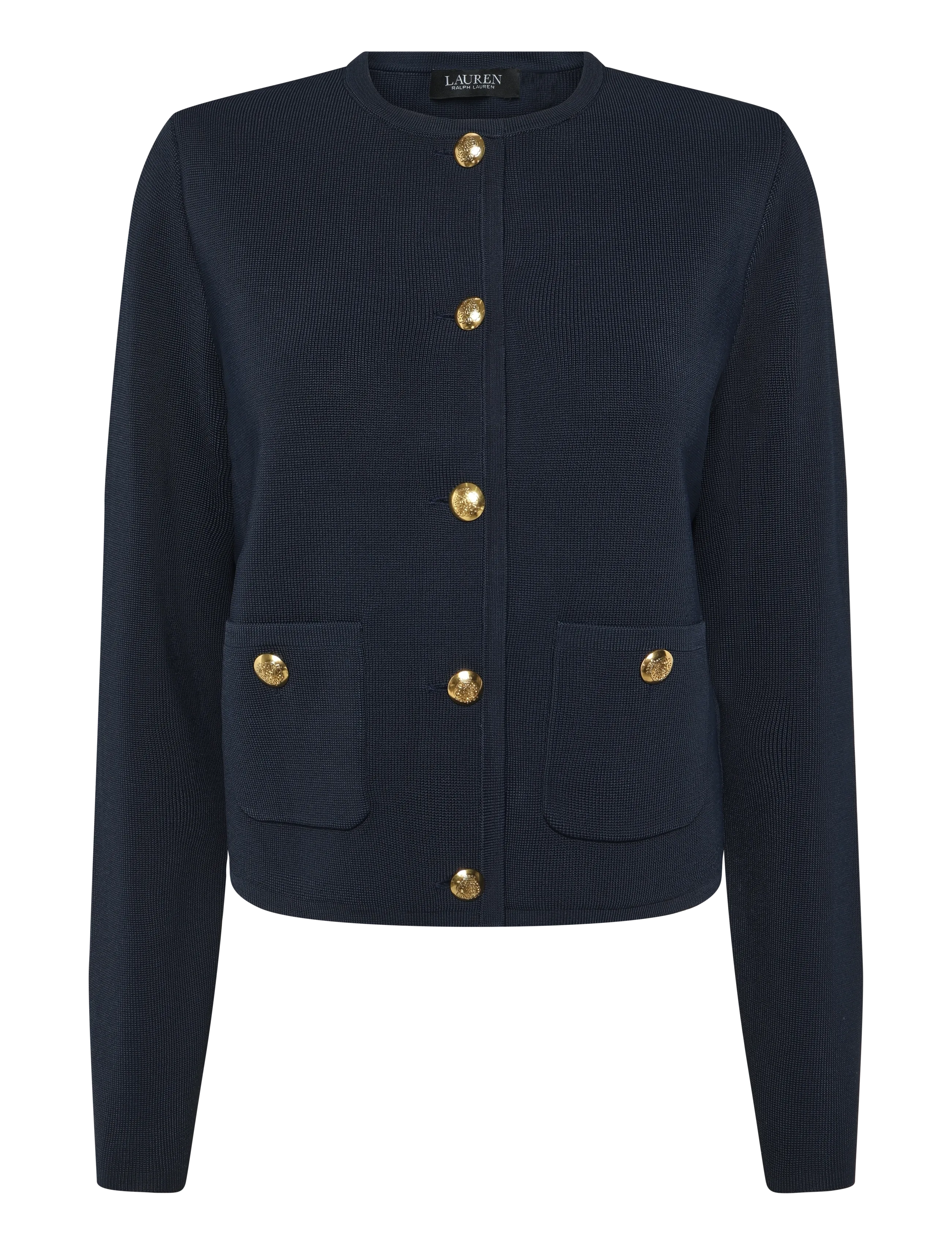 Lauren Ralph Lauren Cropped Crewneck Sweater Jacket - Ralph Lauren - LAUREN NAVY / navy
