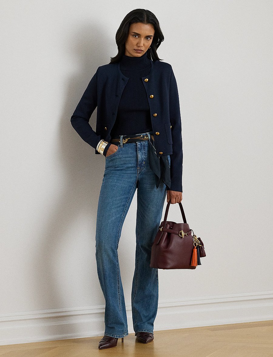 Lauren Ralph Lauren - Cropped Crewneck Sweater Jacket - frühlingsjacken - lauren navy - 3
