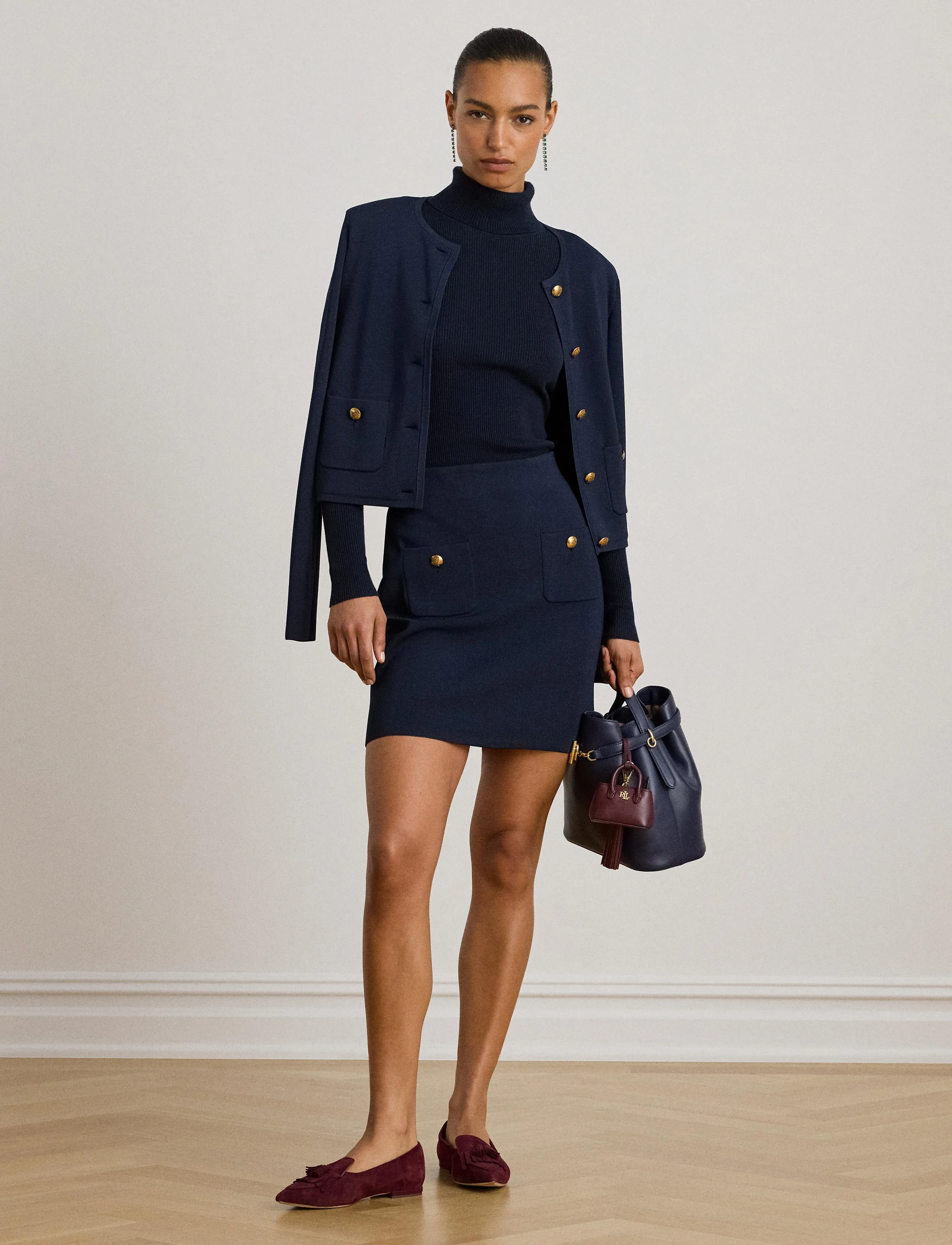 Lauren Ralph Lauren - MATTE RAYON NYLON-SWEATER SKIRT - pencil skirts - lauren navy - 4
