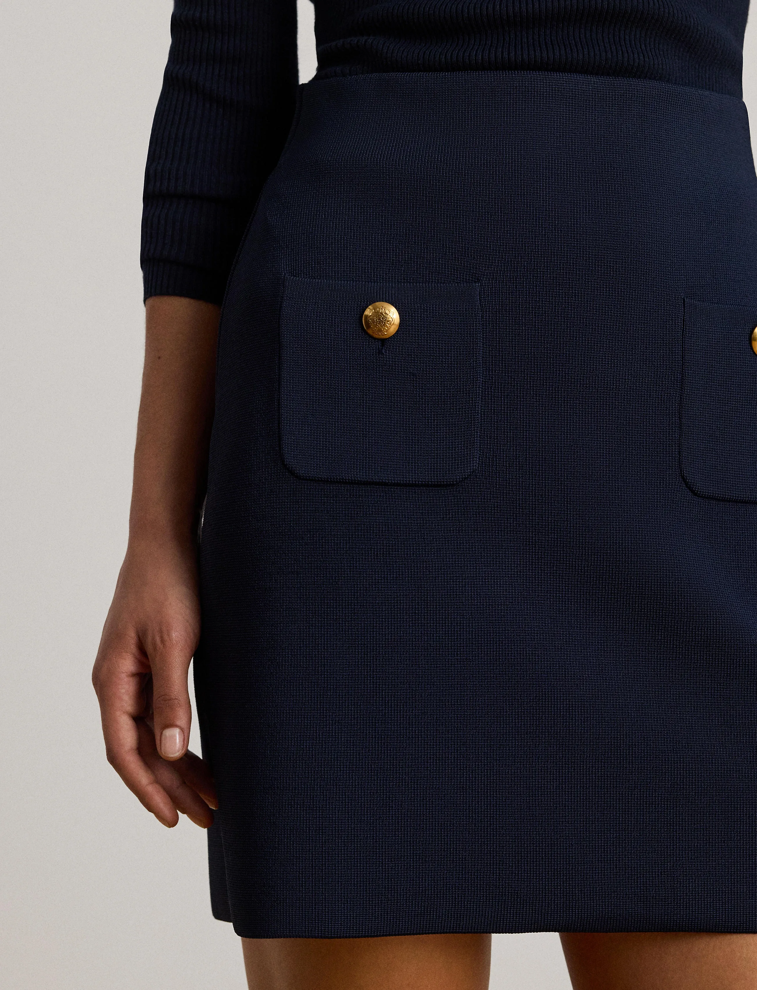 Lauren Ralph Lauren - MATTE RAYON NYLON-SWEATER SKIRT - pencil skirts - lauren navy - 5