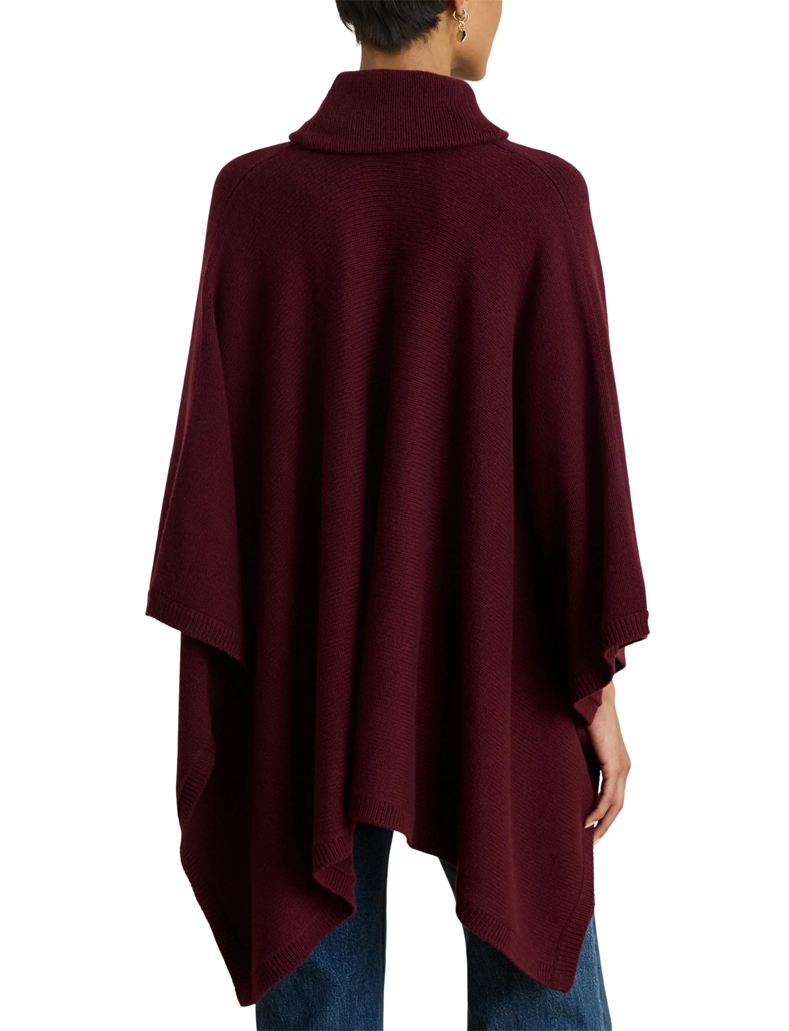 Lauren Ralph Lauren - Buckle-Trim Wool-Blend Sweater Poncho - ponchos & capes - dark garnet - 5