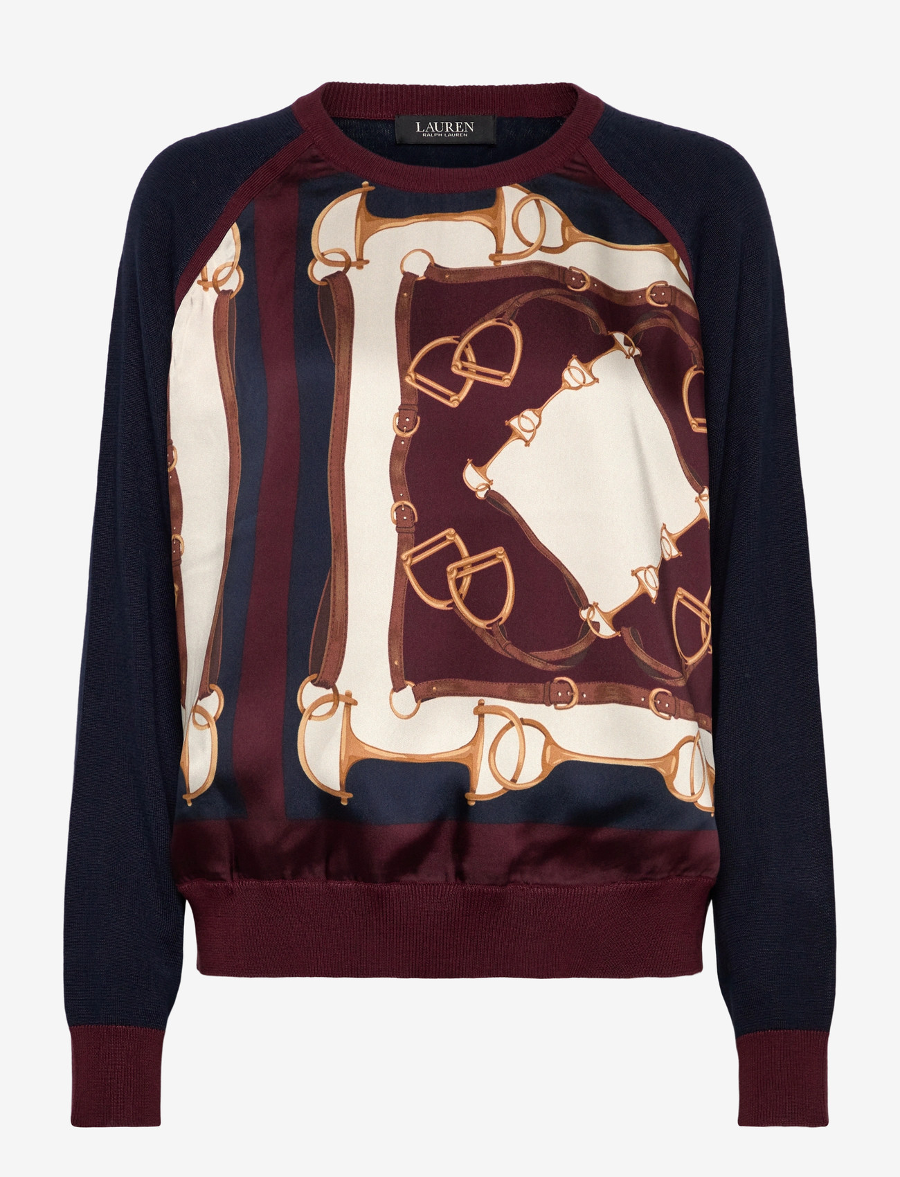 Lauren Ralph Lauren - Equestrian-Print Cotton-Blend Sweater - striktrøjer - lauren navy multi - 0