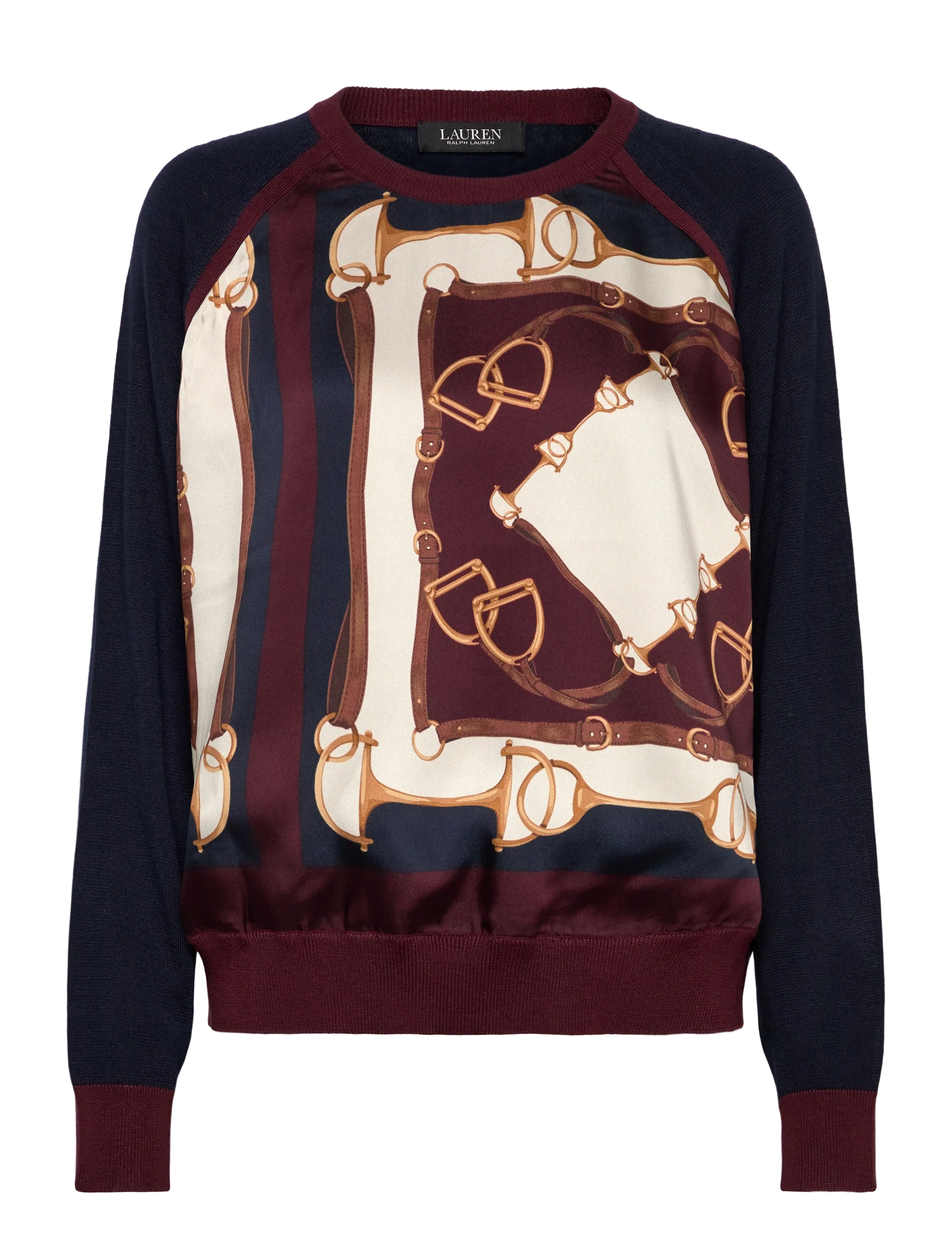 Lauren Ralph Lauren Equestrian-Print Cotton-Blend Sweater - Tøj - LAUREN NAVY MULTI / navy