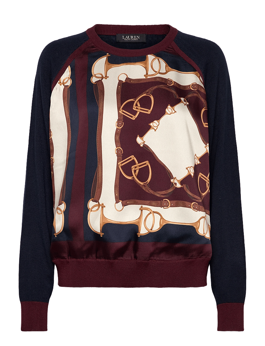 Lauren Ralph Lauren - Equestrian-Print Cotton-Blend Sweater - pullover - lauren navy multi - 1