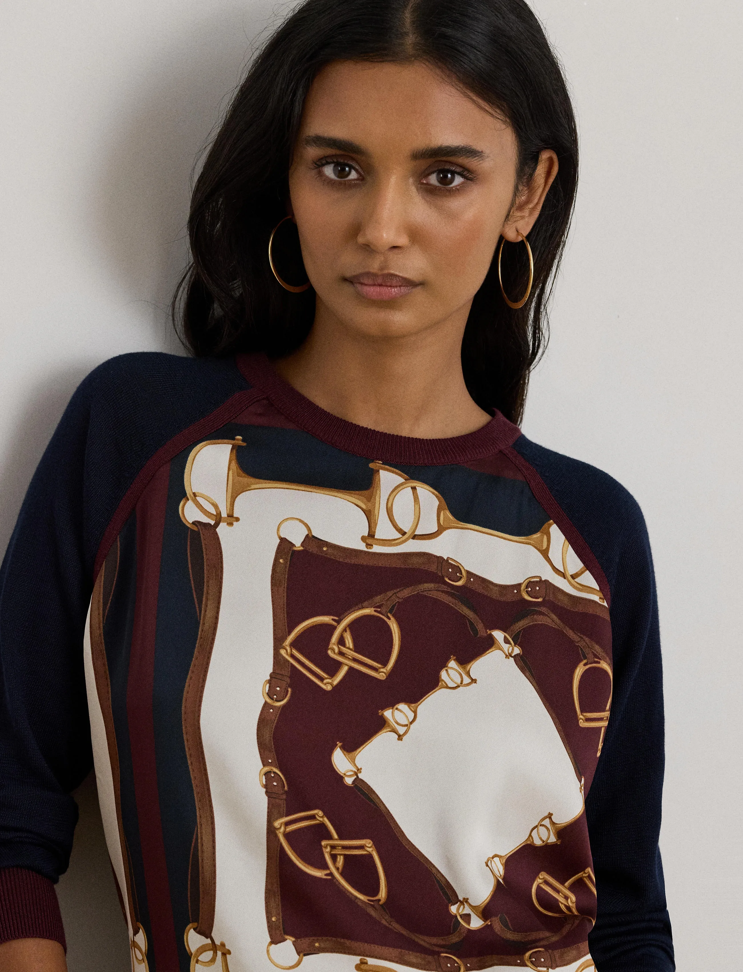 Lauren Ralph Lauren - Equestrian-Print Cotton-Blend Sweater - striktrøjer - lauren navy multi - 4
