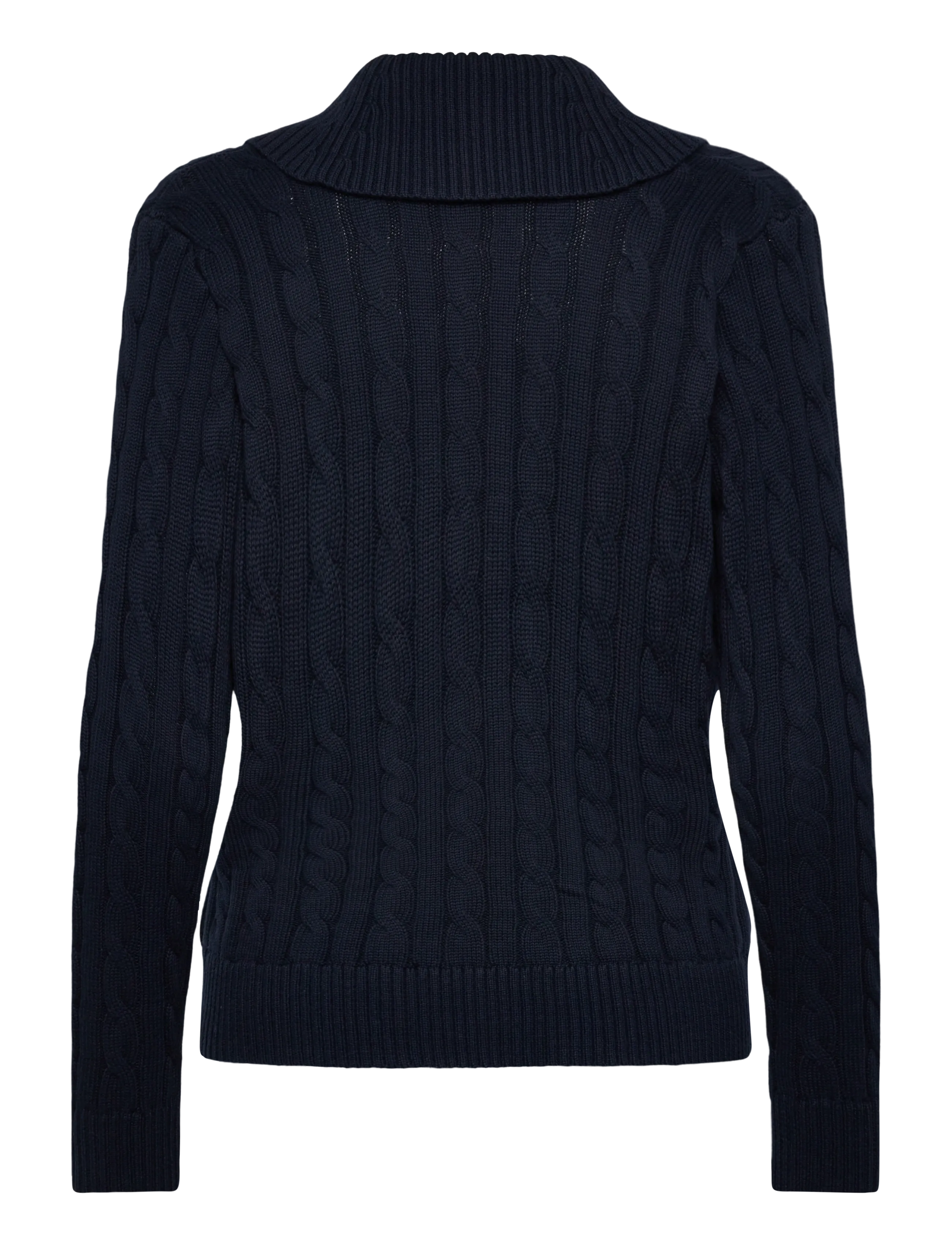 Lauren Ralph Lauren - Buckle-Trim Cable Shawl-Collar Cardigan - cardigans - lauren navy - 2
