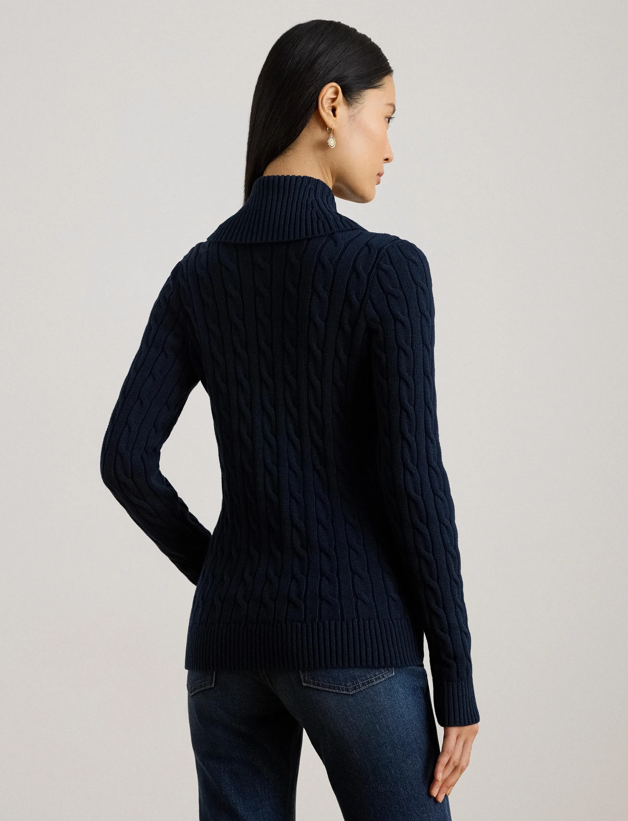 Lauren Ralph Lauren - Buckle-Trim Cable Shawl-Collar Cardigan - cardigans - lauren navy - 3