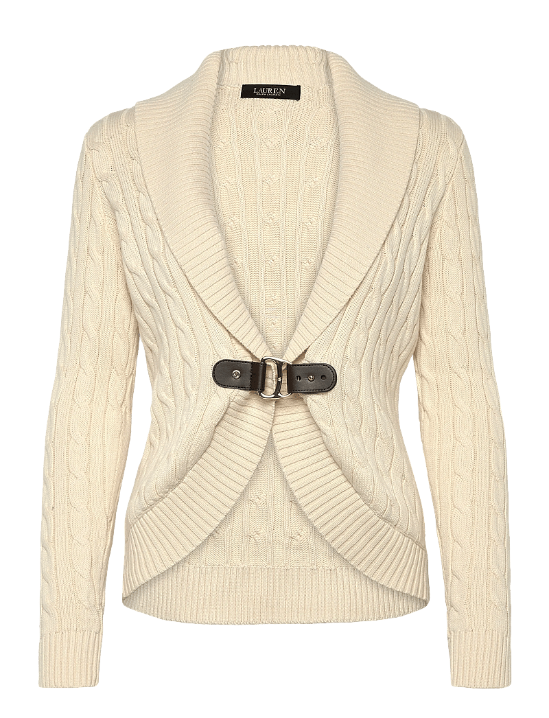 Lauren Ralph Lauren - Buckle-Trim Cable Shawl-Collar Cardigan - kardiganid - mascarpone cream - 0