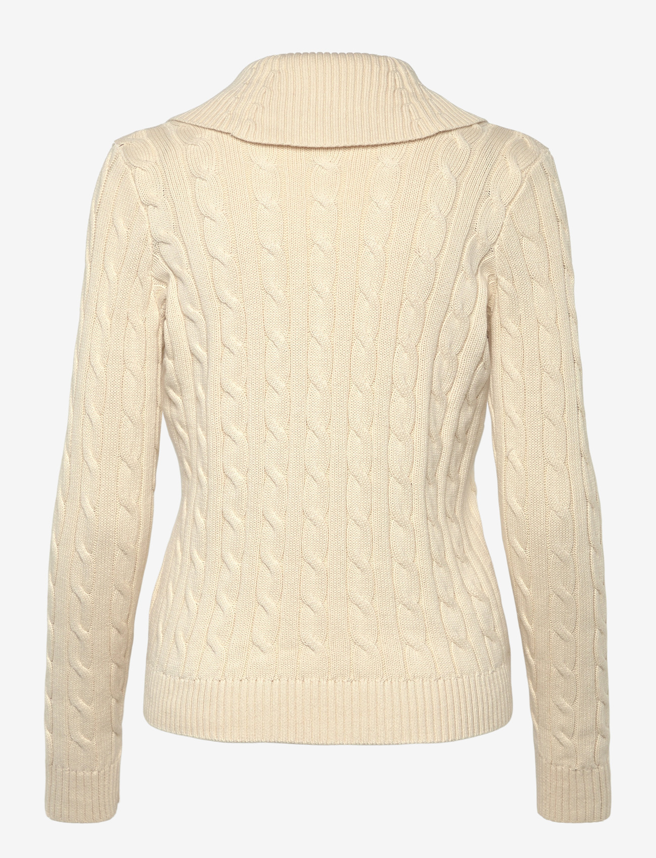 Lauren Ralph Lauren - Buckle-Trim Cable Shawl-Collar Cardigan - cardigans - mascarpone cream - 1