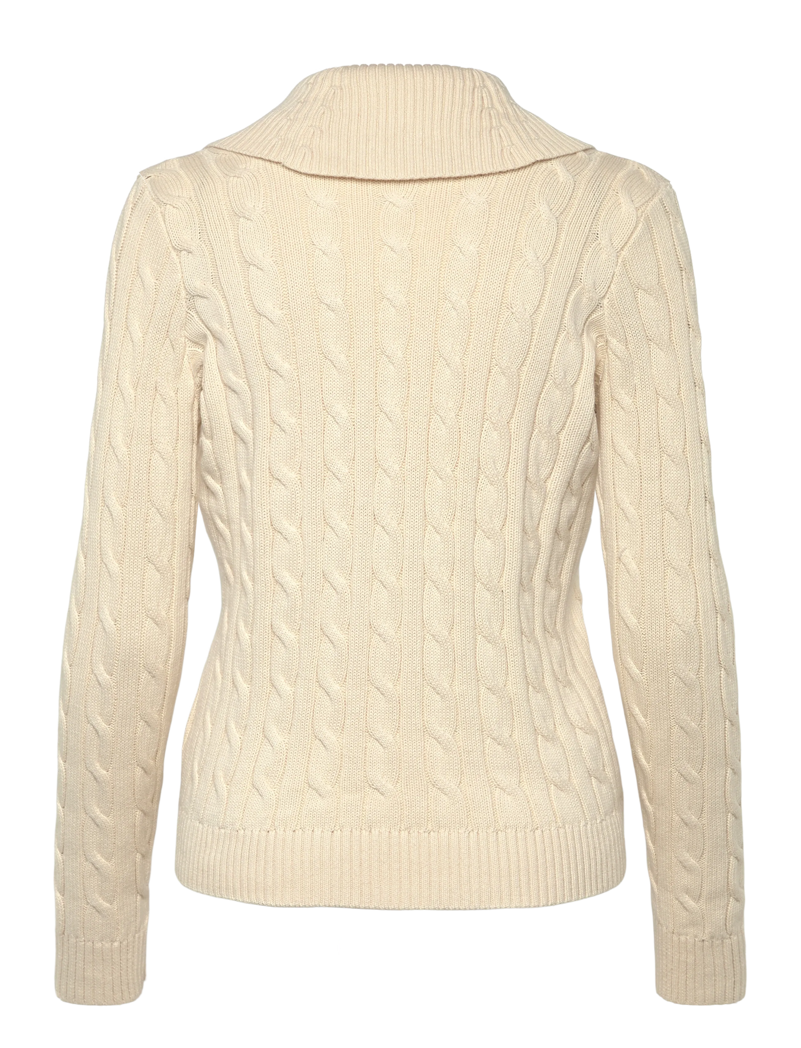 Lauren Ralph Lauren - Buckle-Trim Cable Shawl-Collar Cardigan - cardigans - mascarpone cream - 2