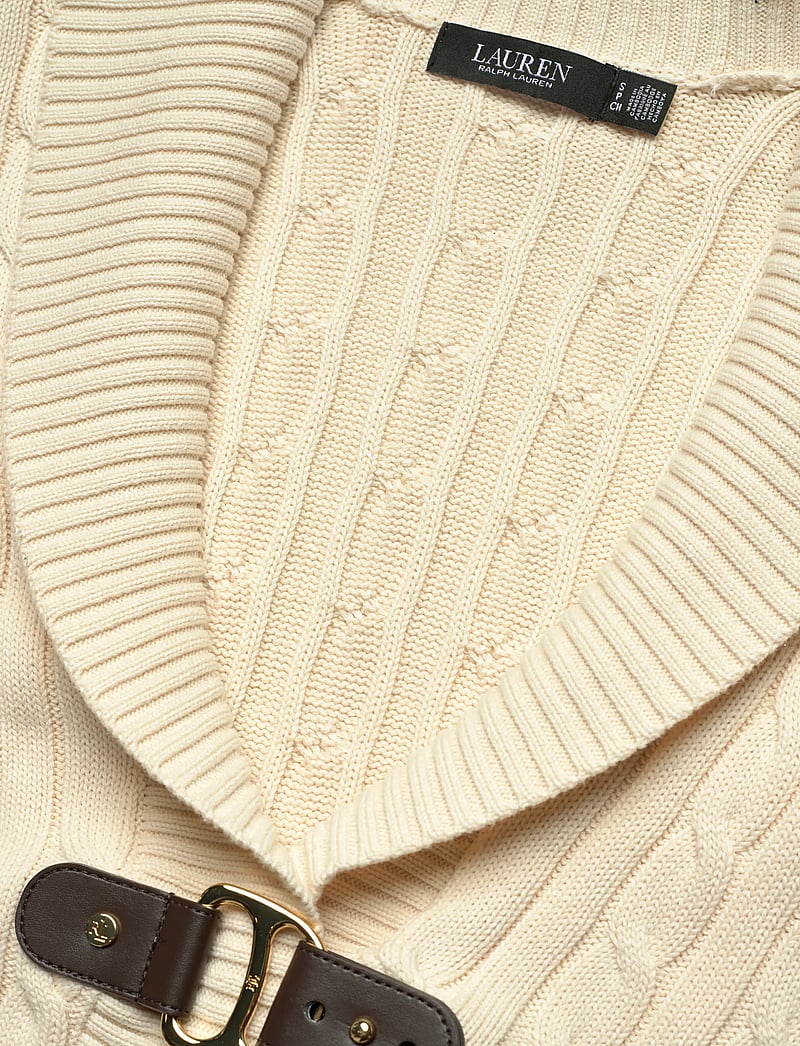 Lauren Ralph Lauren - Buckle-Trim Cable Shawl-Collar Cardigan - kardiganid - mascarpone cream - 2